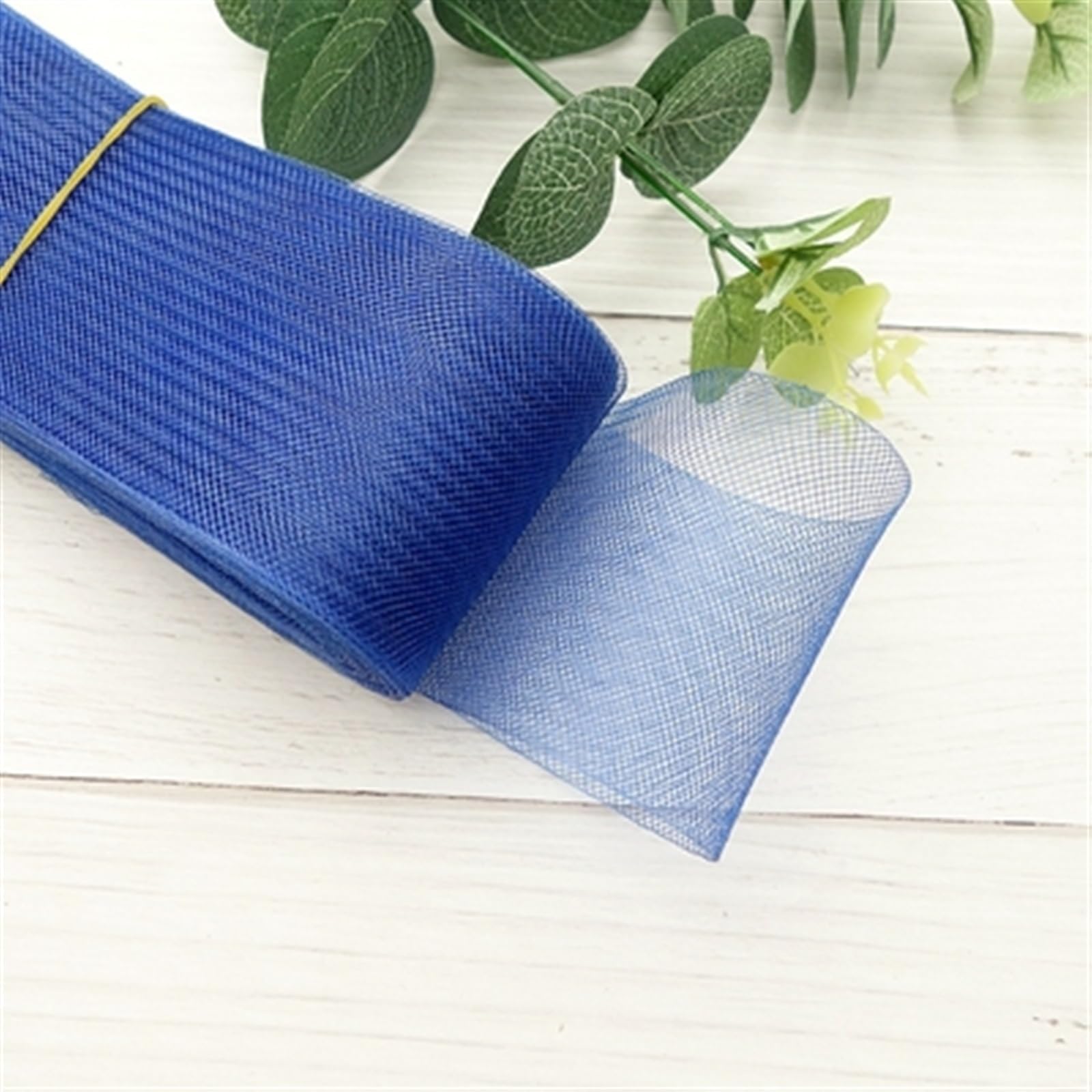 Soft Polyester Mesh Ribbon Flat Plain Crinolines Braid with Horsehair Fabric for Hats/Craft/Wedding Dress Sewing Accessories Fabric for Sewing(Color 19 Royal Blue,5cm)