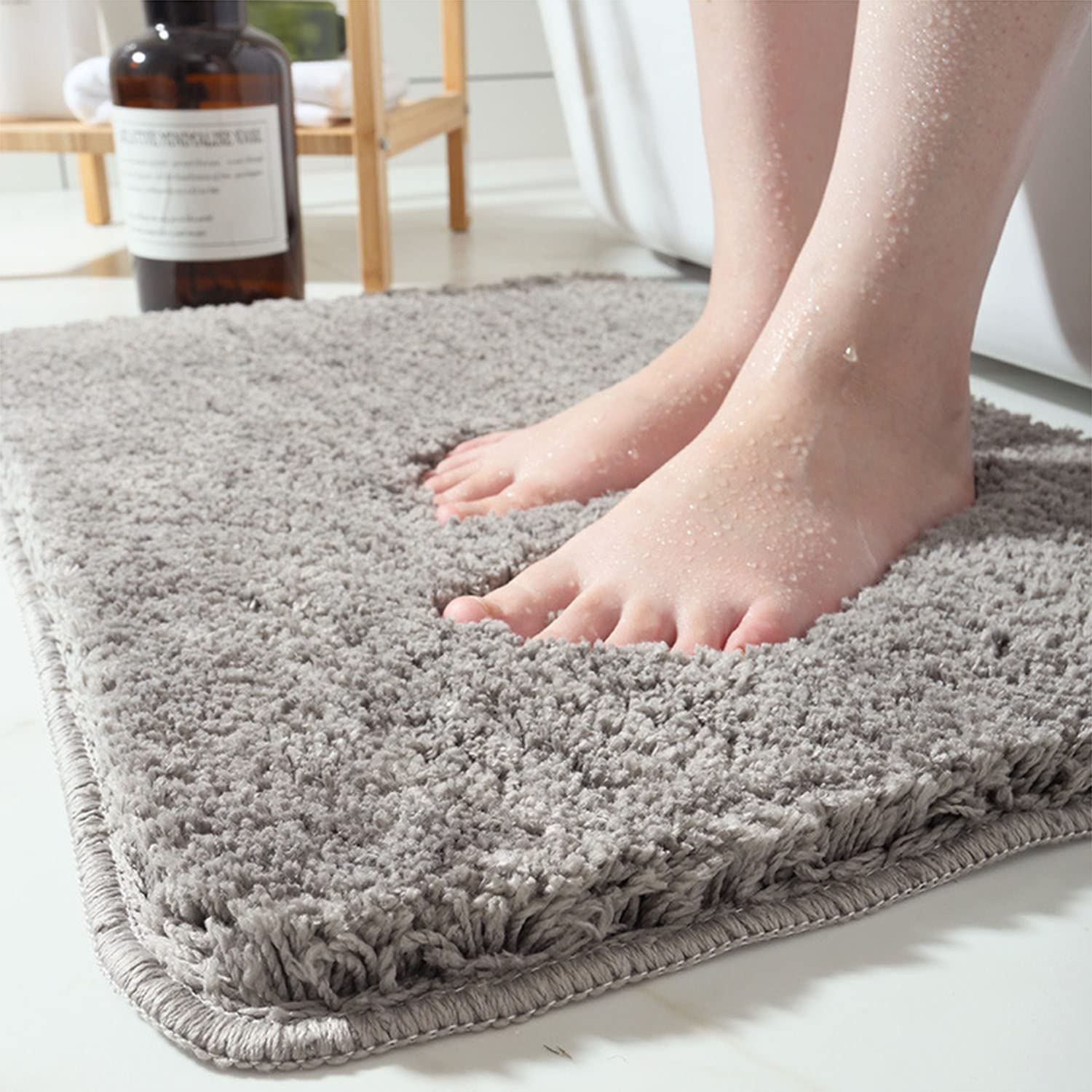 ZLZNX rutschfeste Badematte Verdickter Badvorleger für Badezimmer Saugfähiger Ultra weicher Badvorleger Teppich Flauschiger Mikrofaser Nachttisch Teppich Bodenmatte,03,60X90cm