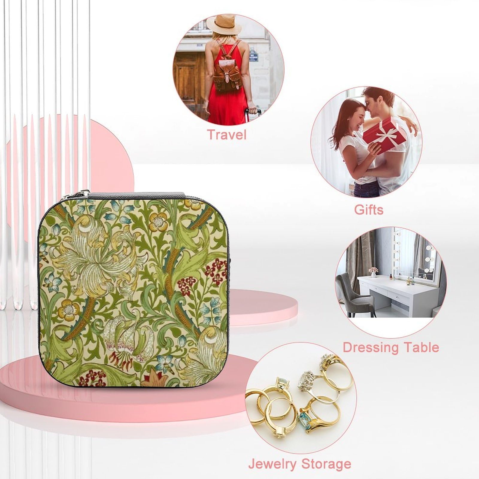 Amazon｜ジュエリーボックス ウィリアムモリス アクセサリーケース PU