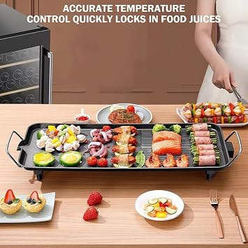 Big Griddle, Stainless Steel Griddle Automatic Power Off Protection, Pancake Griddle Electric, Suitable for Household Kitchens(Black,68 * 29)