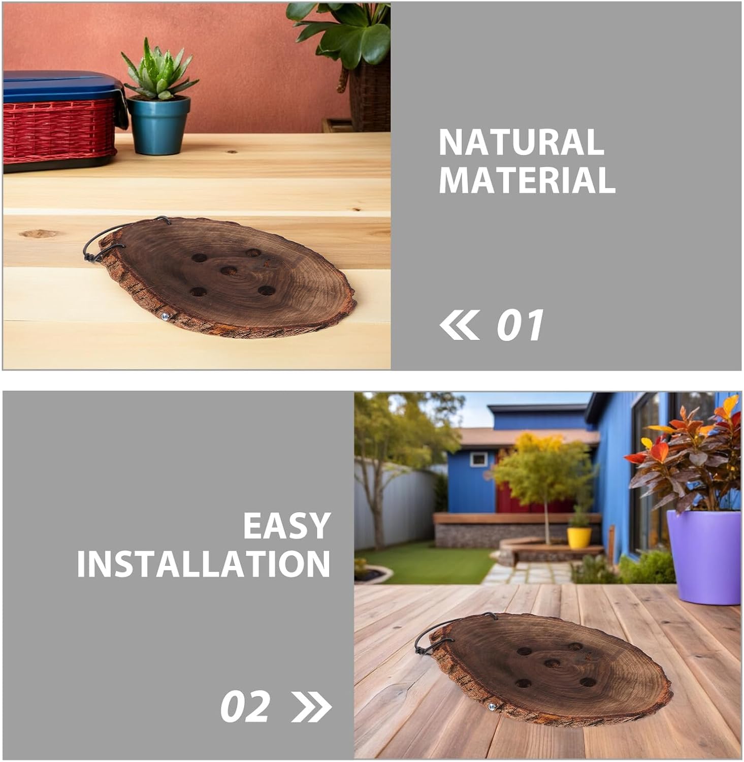 Solid Wood Fern Mounting Board 2pcs 15x30cm, Wall Planter for Indoor Hanging Plants, Orchid and Succulent Mounting Kit, Decorative Plant Holder for Home Garden