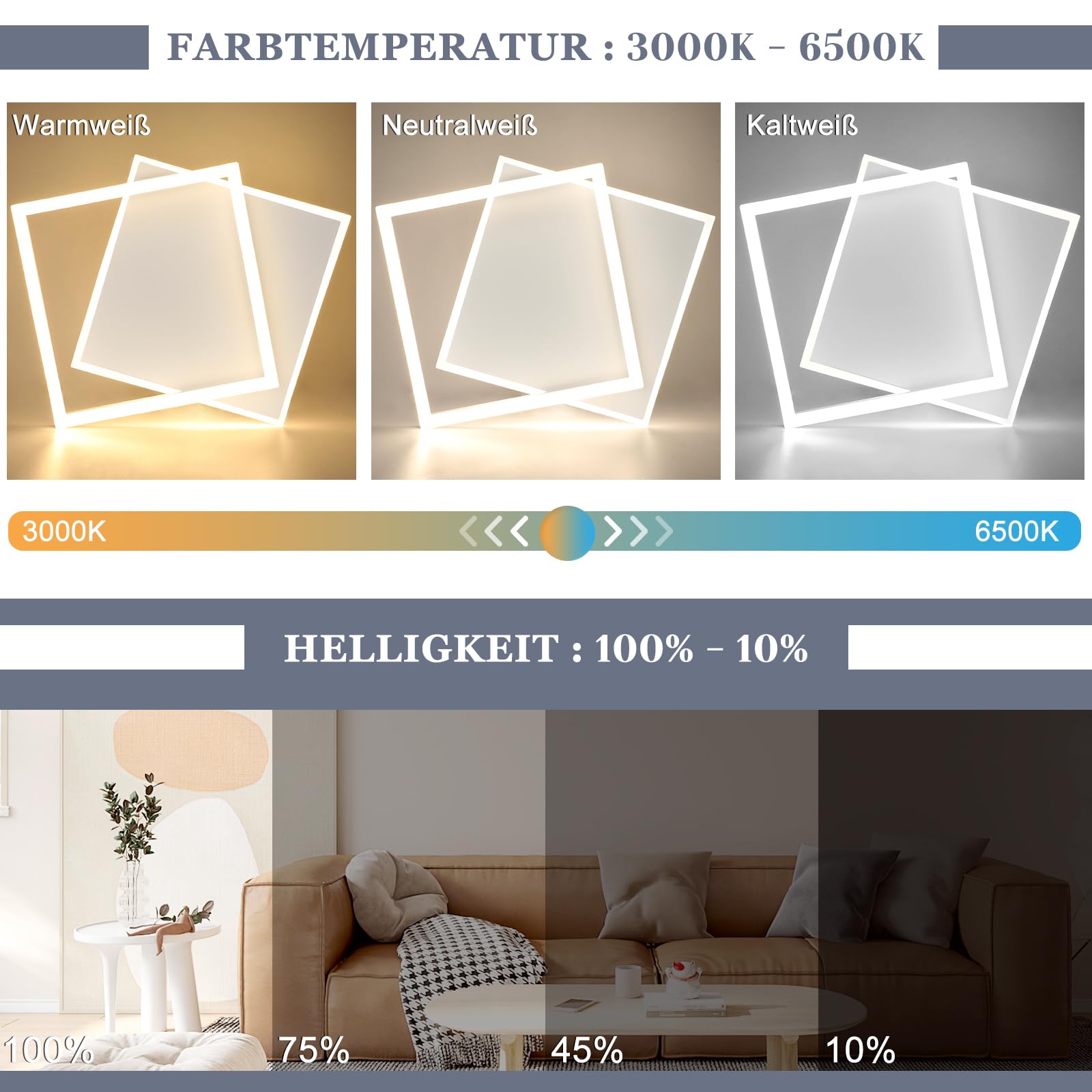 ZMH lampada da soffitto LED soggiorno - camera da letto lampada dimmerabile con telecomando 42W lampada da soggiorno lampada da cucina design moderno quadrata bianca in acrilico