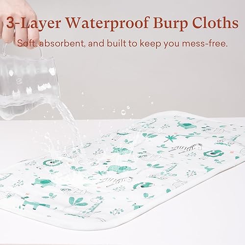 Miniatura 4 de Paquete de 8 paños impermeables para eructos, extra grandes de 13 x 26 pulgadas, suaves y absorbentes, para recién nacidos y bebés, niños y niñas