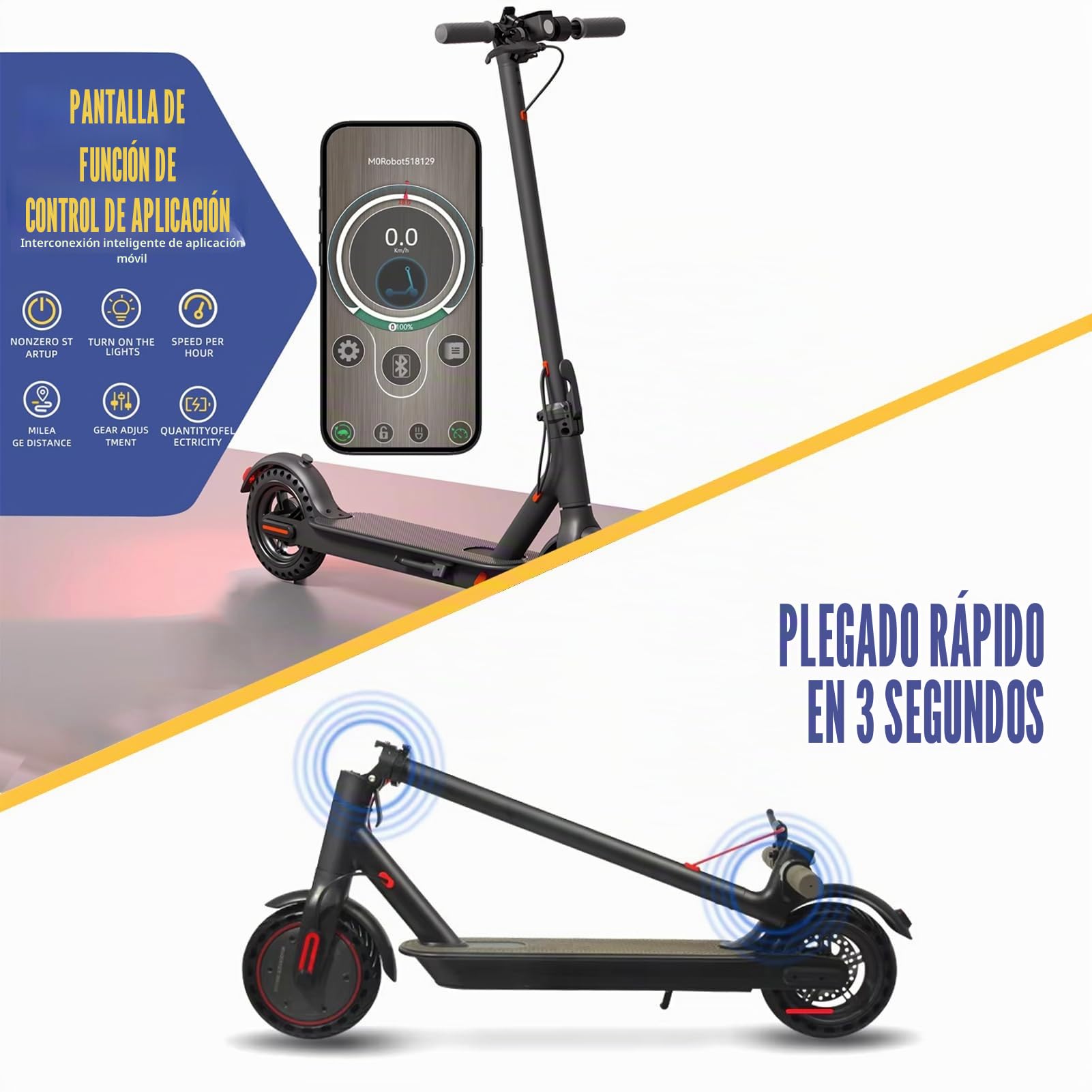 Patinete eléctrico con velocidad de hasta 25 km/h, patinete E para adultos, carga máxima de 120 kg y dura hasta 30 km para viajes de corta distancia