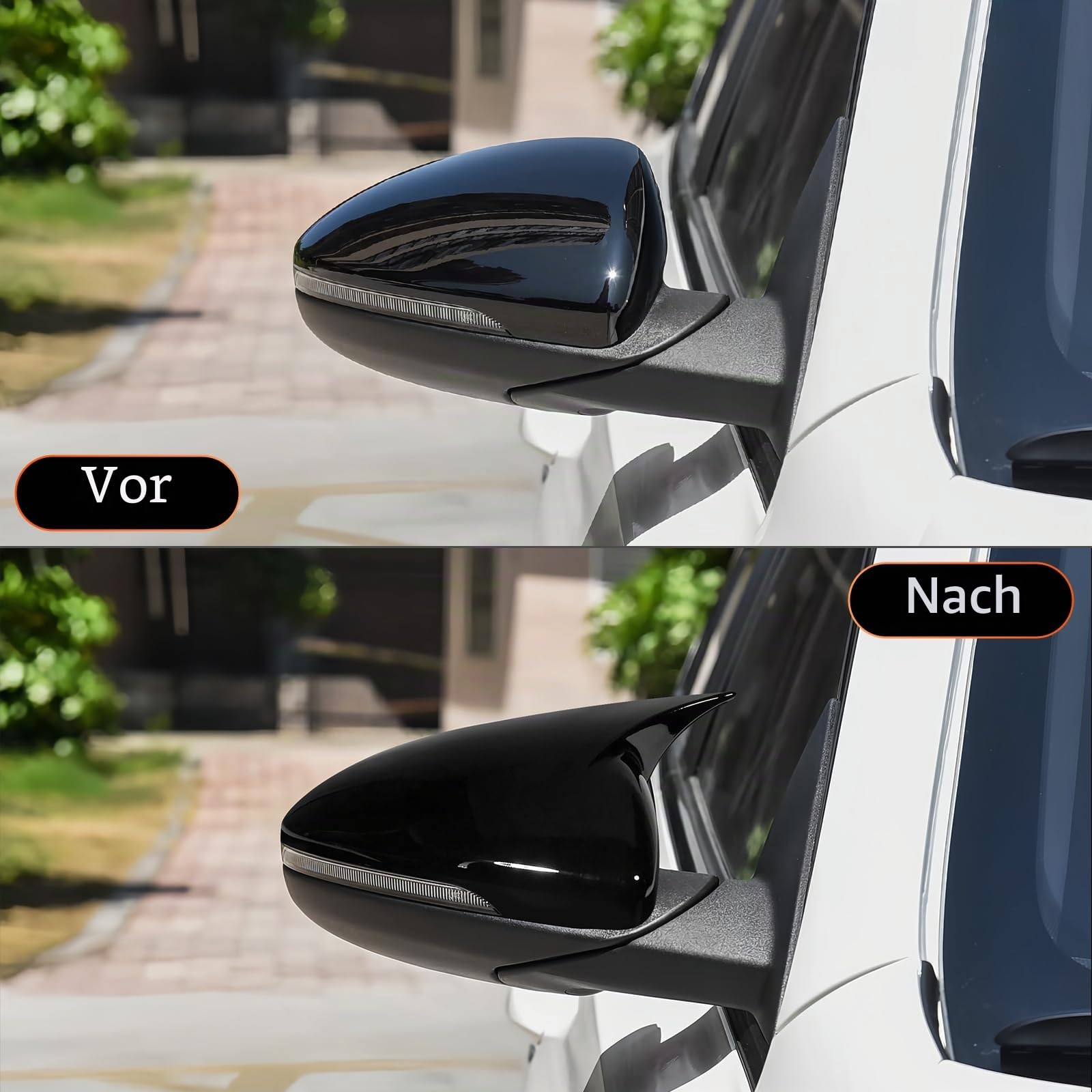 Außenspiegel Abdeckung „Bull Horn“ für Kia Ceed/XCeed/Proceed SW 2021–2025 2026, Schwarz/Carbon-Optik, ABS Rückspiegel Dekor Kappe (Schwarz)