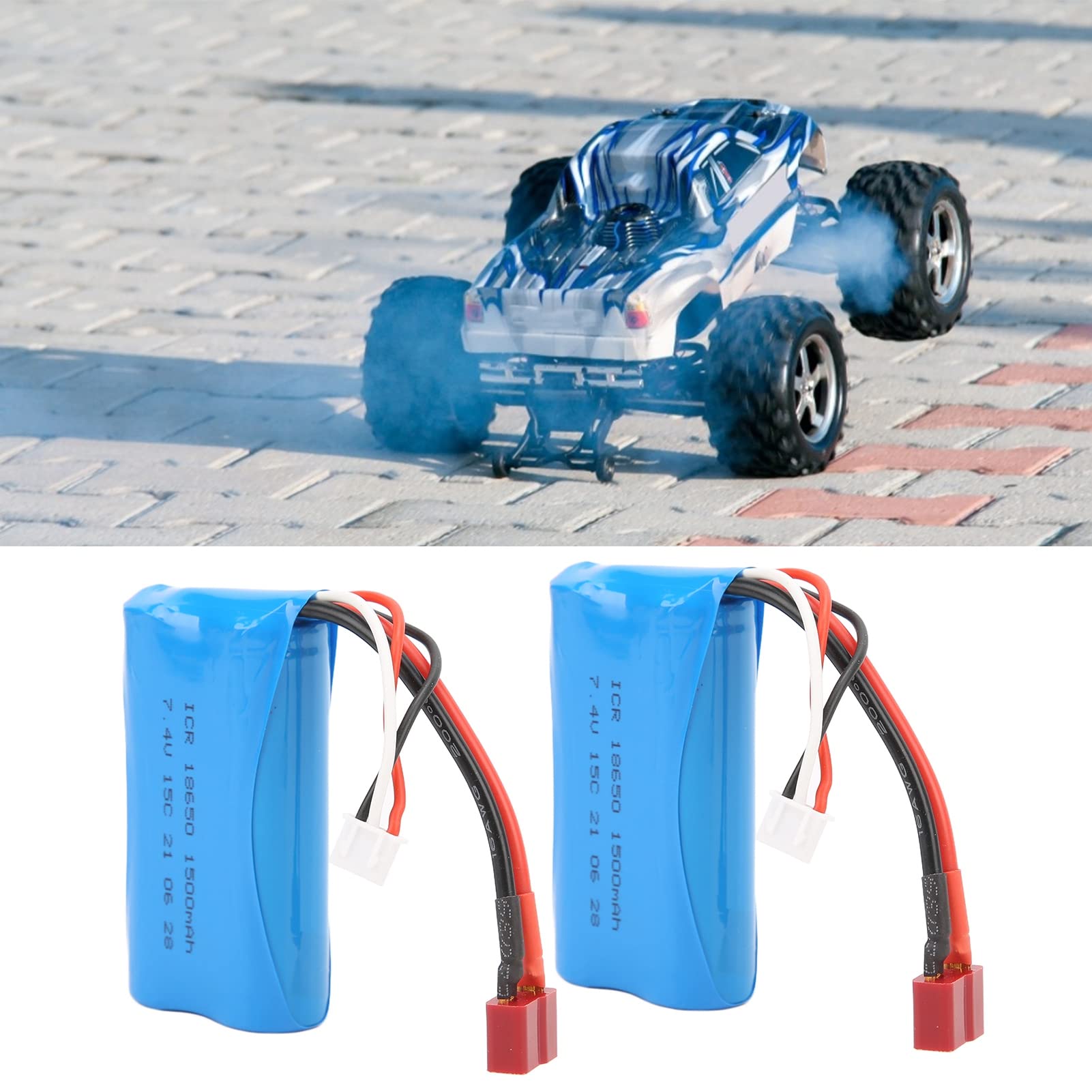 Batterie Lipo 7.4V 1500mAh 15C pour Véhicules Télécommandés, Temps de Divertissement Plus Long