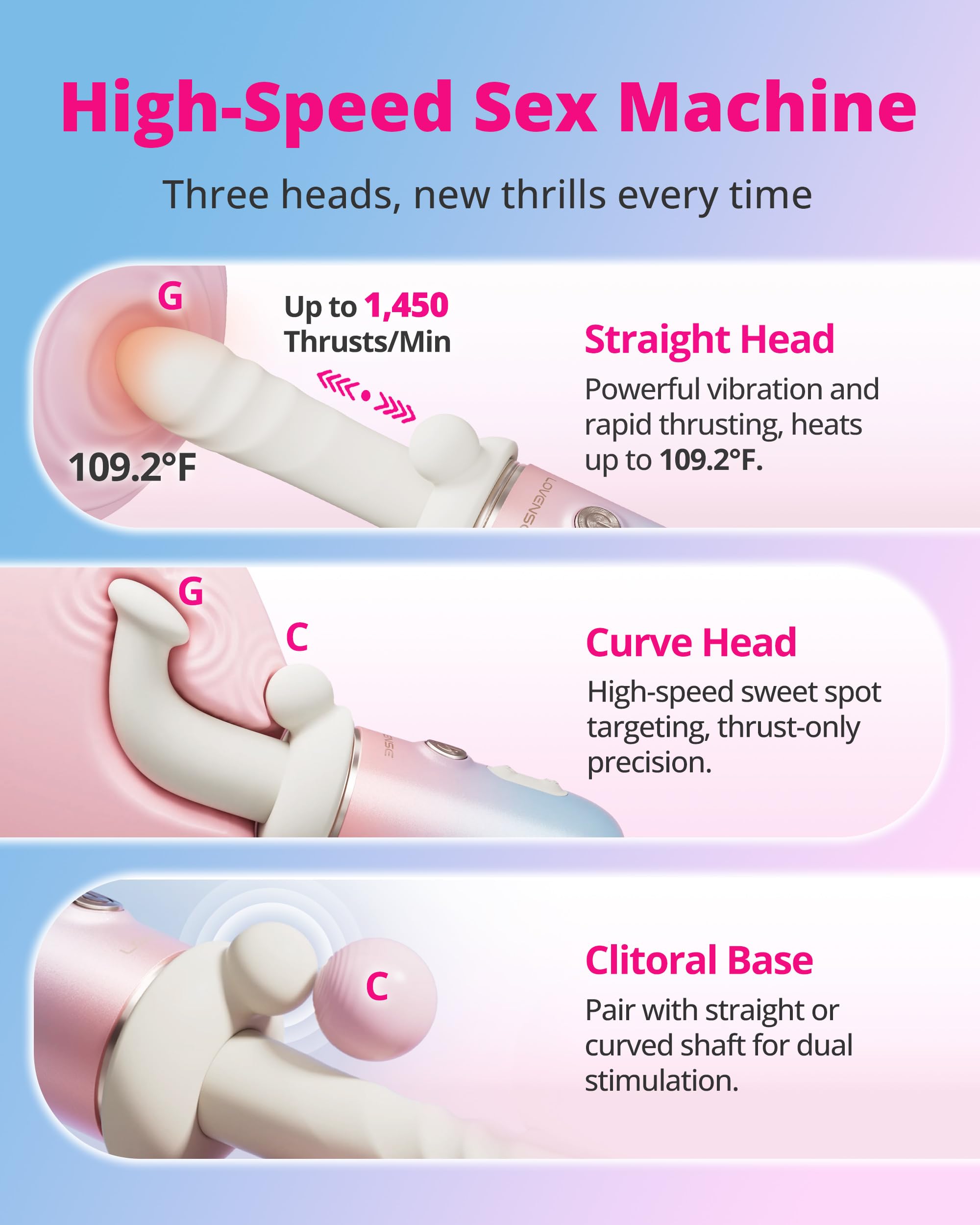 LOVENSE Spinel Thrusting Dildo, Vibrating & Heating Dildo