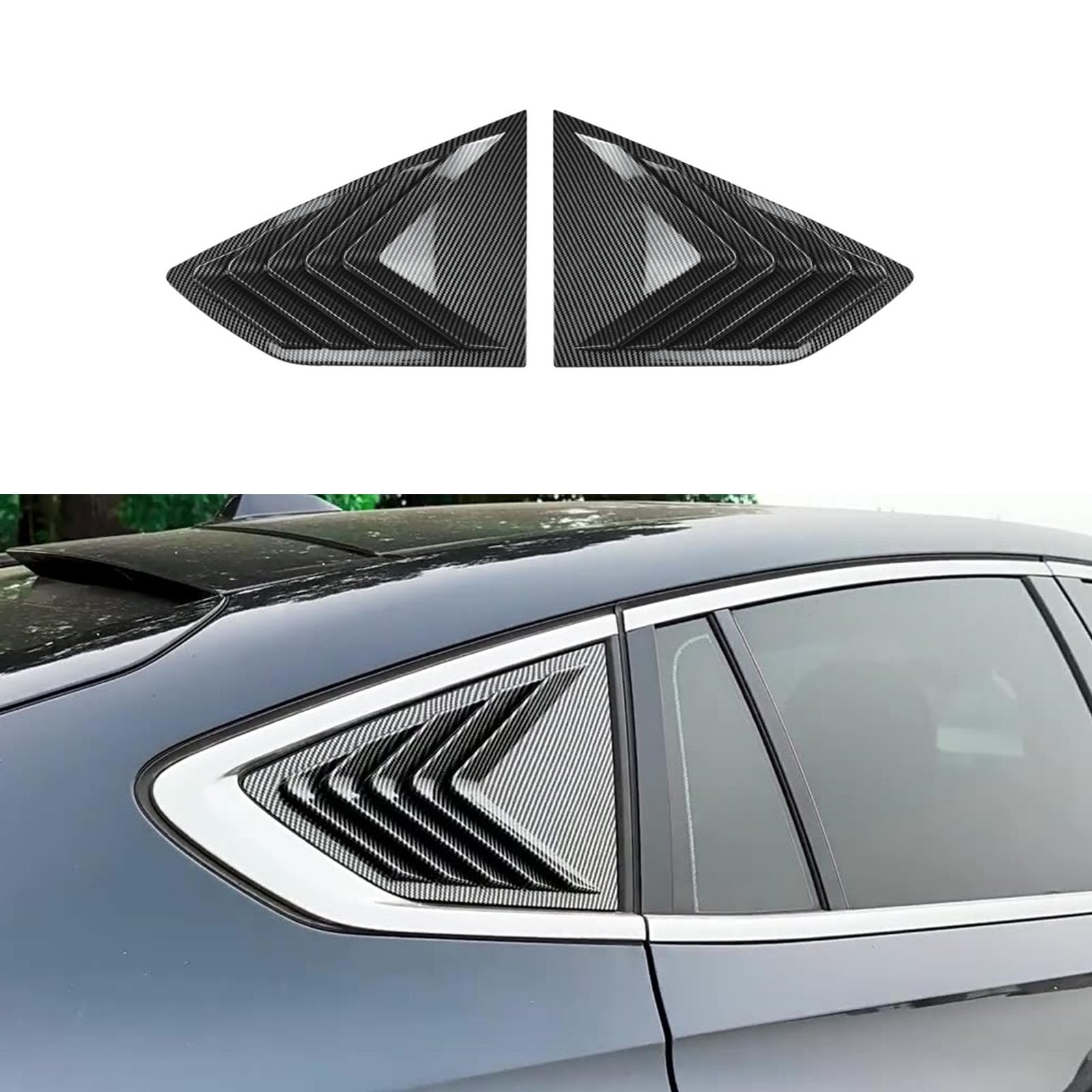 YPFYBHD Rear Window Louver Shutter, Compatible with BMW X6 G06 2019+, 2Pcs Triangle Blinds, Side Vent Panel Decoration Cover, Carbon Fiber Look