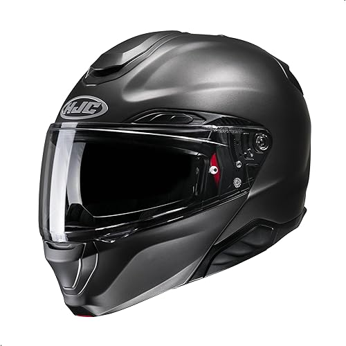 HJC RPHA 91 - Casco modular sólido de motocicleta con escudo de pinlock HJ-37, aprobado por DOT (titanio semiplano, mediano)