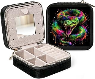 Colorful Snake Drip Jewelry Box | Travel Jewelry Case Small Portable with Mirror Women for Rings Earrings Necklace Bracelet