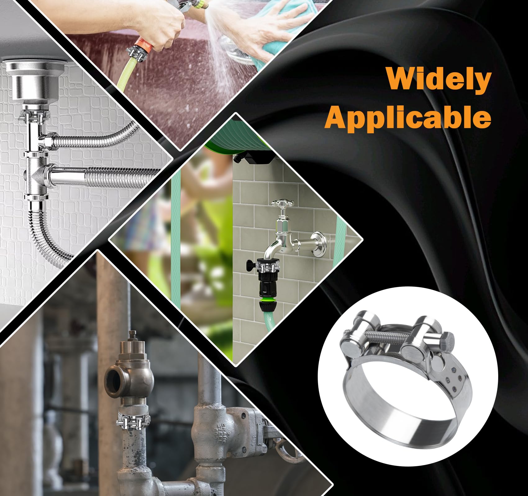 ilauke Juego de 4 Abrazaderas Metalicas, 29-31 mm Ajustables Abrazaderas para Manguera, de Acero Inoxidable 304 para Tuberías de Agua, Fontanería, Gas Doméstico y Aplicación Mecánica