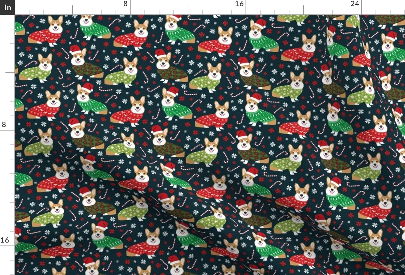 Spoonflower Fabric - Corgi Holiday Xmas Cute Christmas Corgis Sweater Cloth Pet Portrait Printed on Upholstery Velvet Fabric Fat Quarter - Upholstery Home Decor Bottomweight Apparel