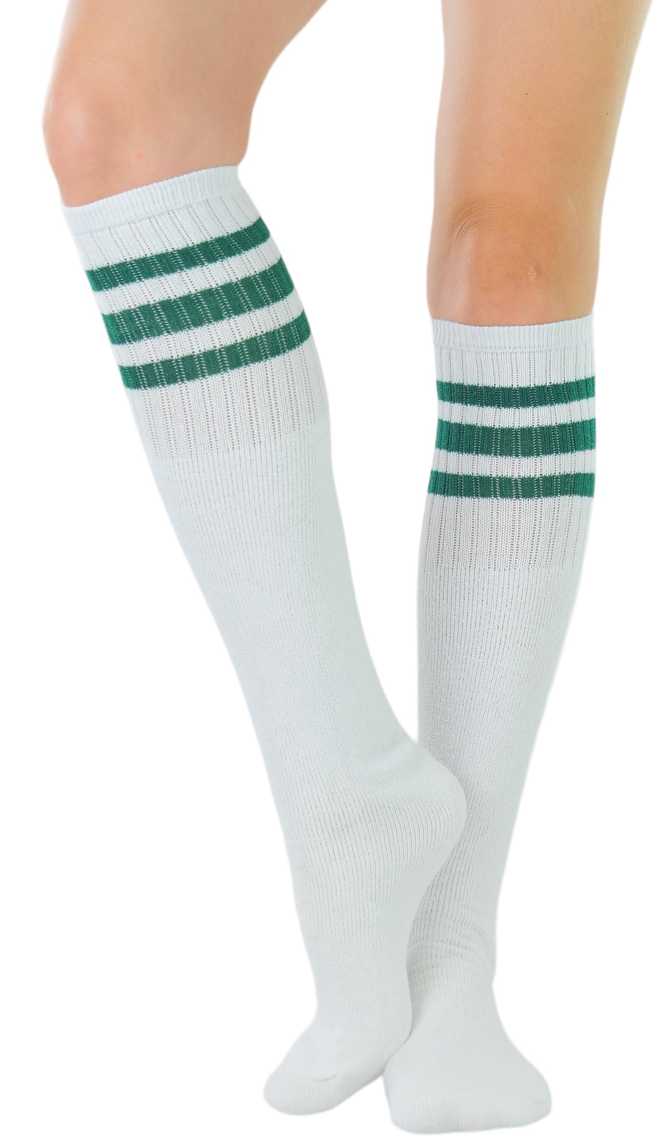 ToBeInStyle Unisex Knee High Cotton Tube Athletic Thick Socks w/Stripe Top