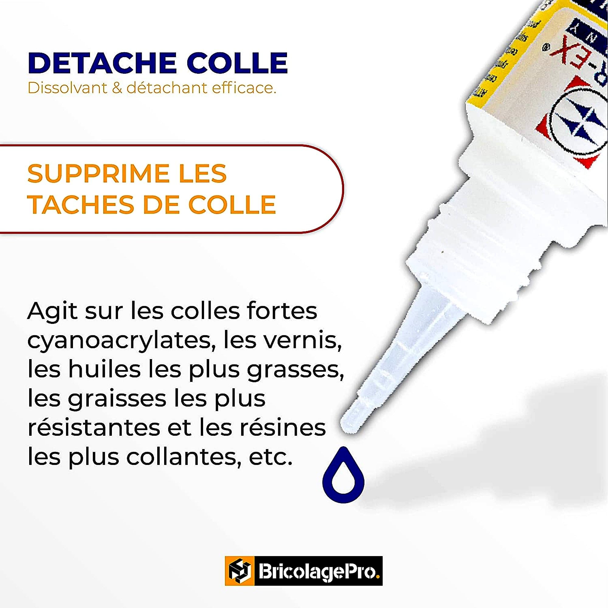 BRICOLAGEPRO - Lot de Colle Repar-ex 20g, de Poudre d'Assemblage 30g et de Détache Colle 20ml - Tous Supports