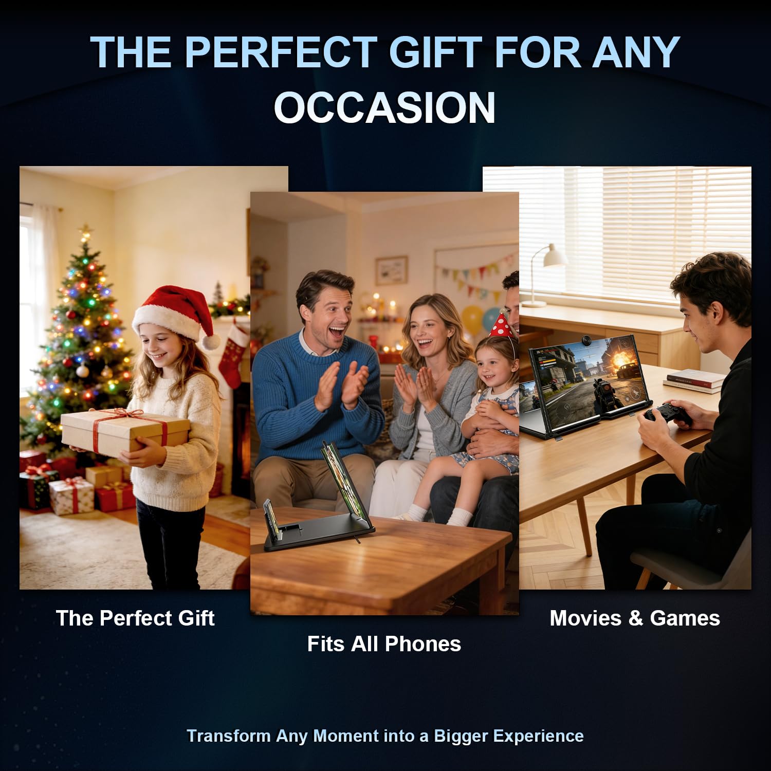 for 18" Mobile Phone Screen Magnifier 3D HD Projector Screen for Movies, Videos, Foldable Stand with Screen Amplifier, Supports All Smartphones,18 inches — view 6