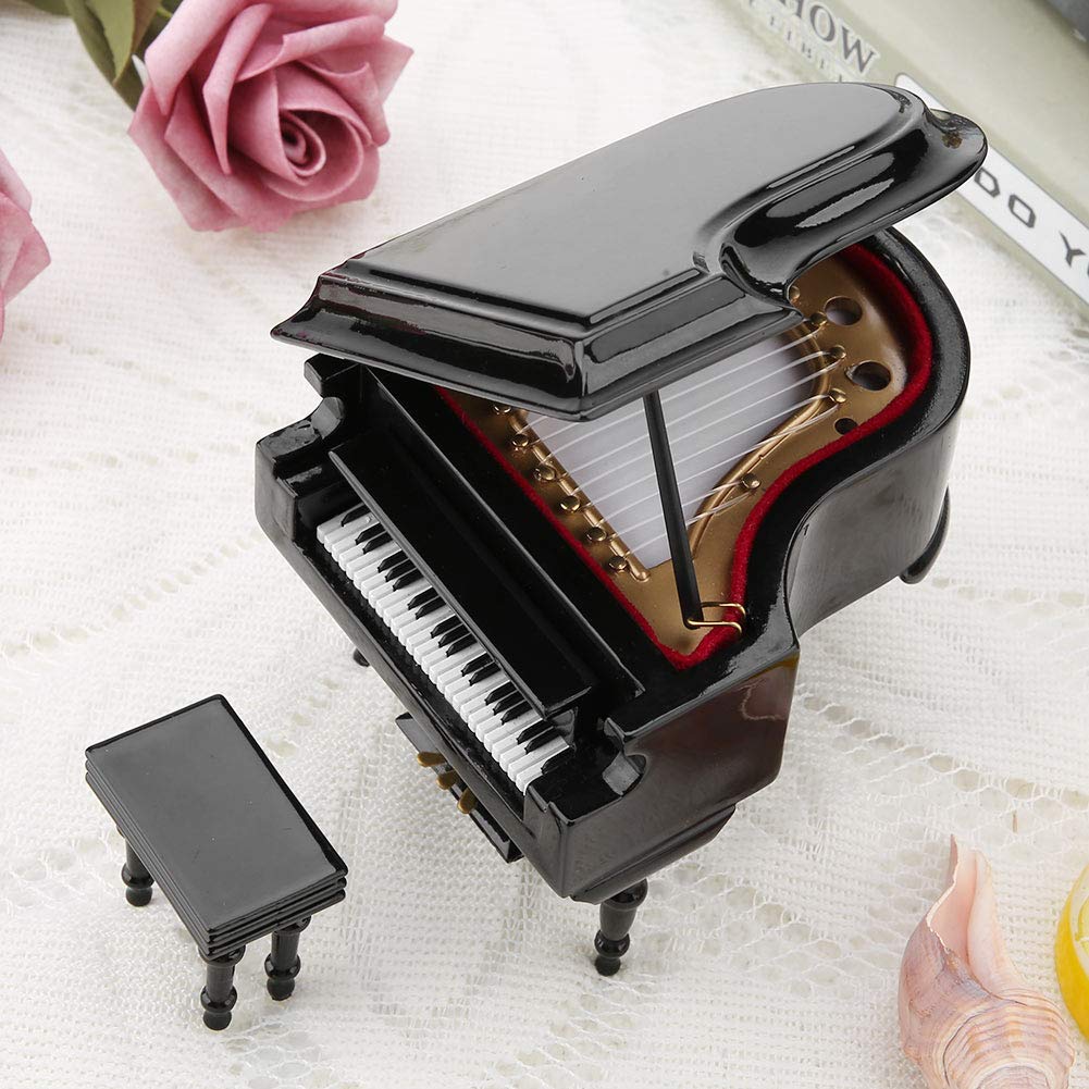 Jenngaoo Modèle de Piano Miniature, Modèle d'Instrument de Musique de Piano en Bois Blanc avec Banc et Étui pour Cadeau de Collection Décoration de Bureau à la Maison
