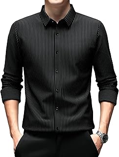 Camisa informal de manga larga para hombre Primavera Otoño Negocios a rayas sin arrugas