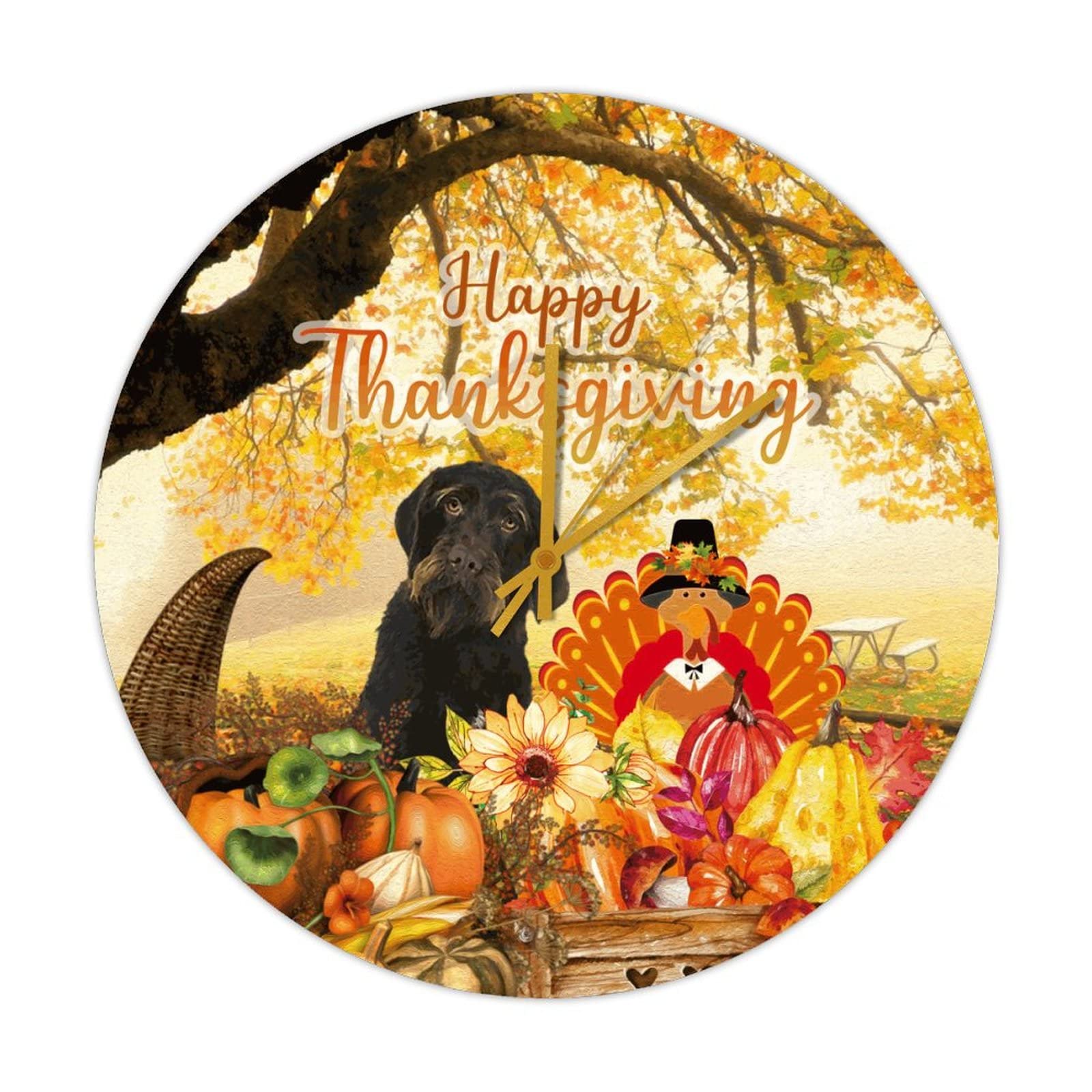 Horloge sans tic-tac Thanksgiving en bois grand format 38cm