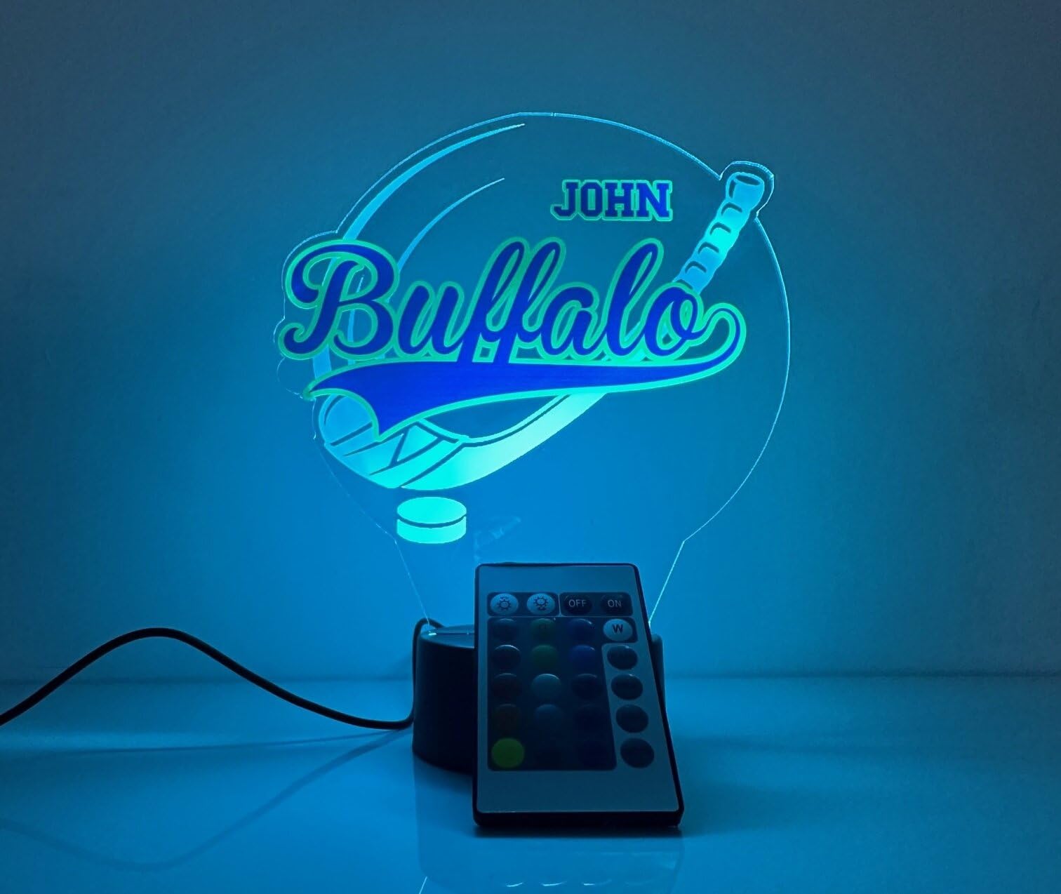 St. Louis Ice Hockey Jersey LED Lamp - Personalized Name Night Light, 16 Color Changing, Room Decor