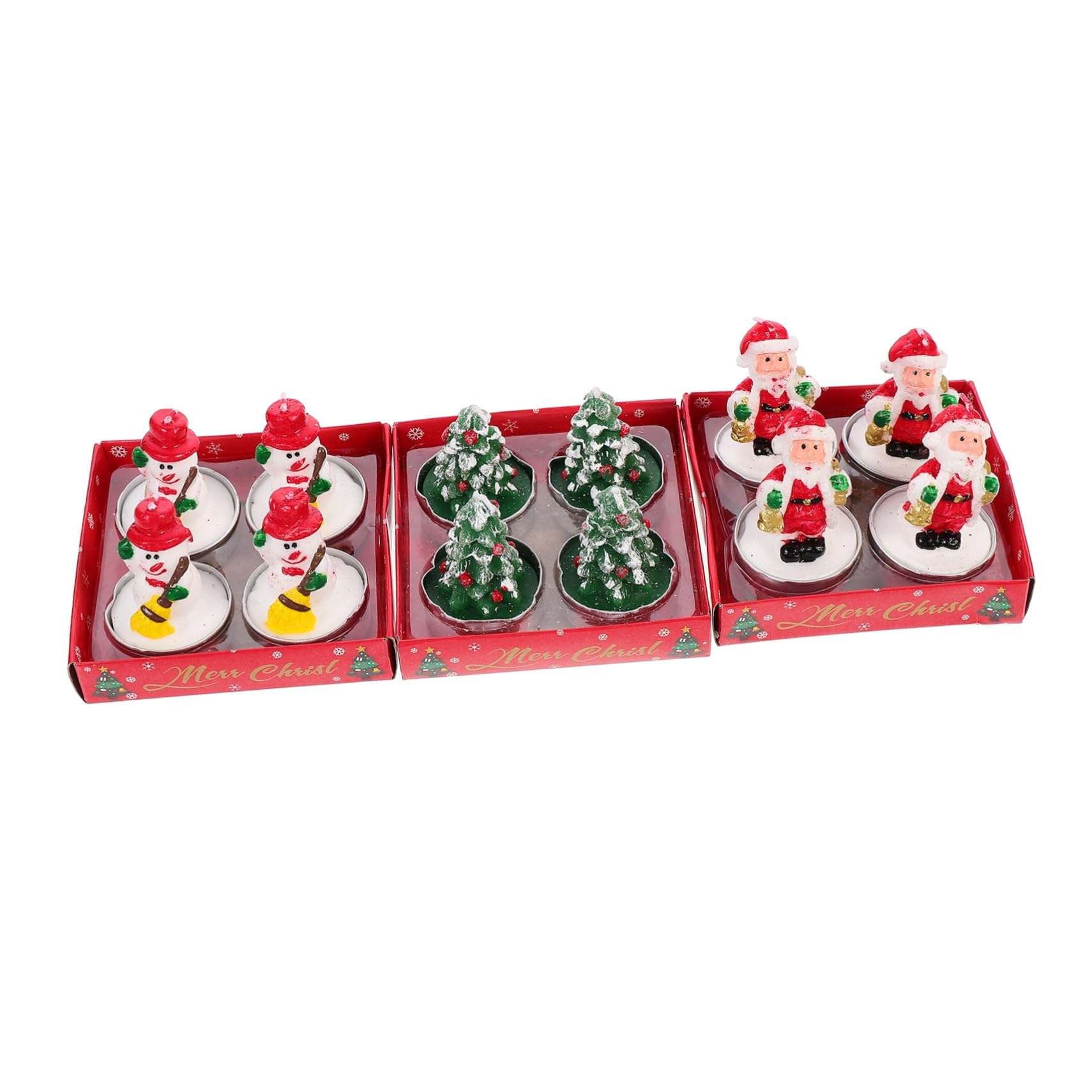 Healeved 12 Piezas Caja de Obsequio Vela Navideña de Papá Noel Velas para Fiesta de Navidad de Fiesta para Noche de Interior