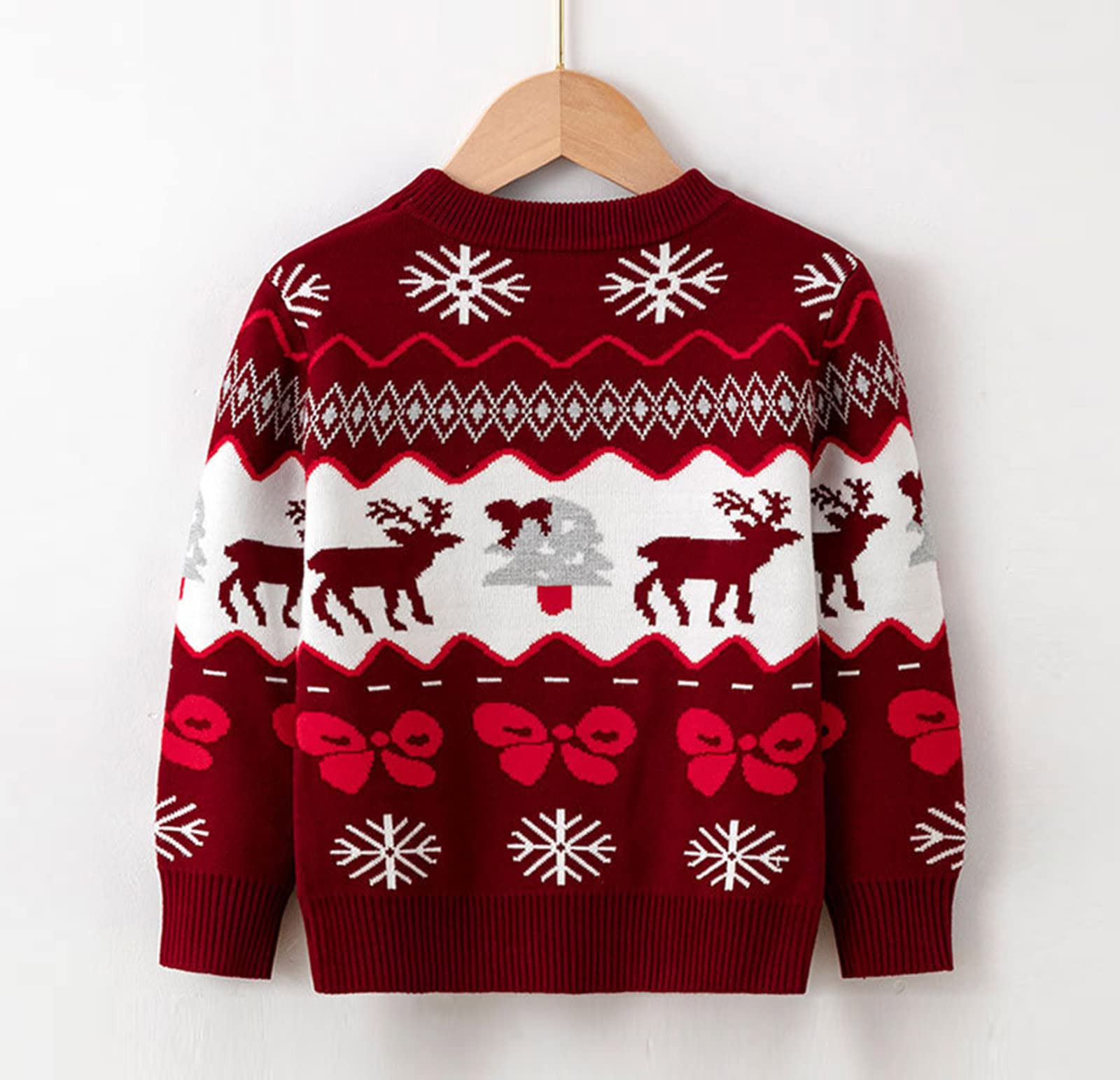 RNTOP Toddler Baby Boys Girls Christmas Sweater Long Sleeve Pullover Reindeer Crewneck Knitted Jumper (Wine, 3-4 Years)