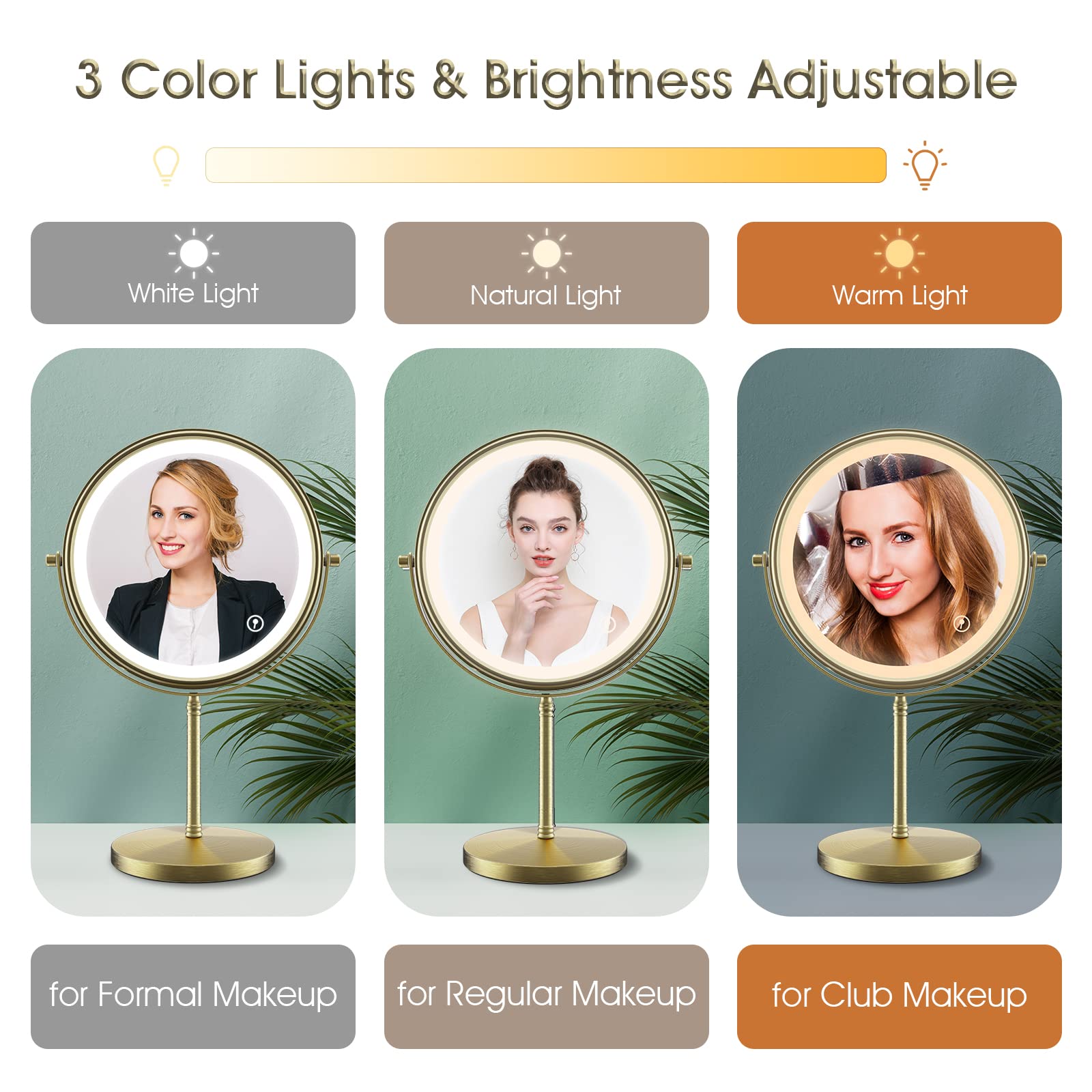 zelaxy Makeup Mirror with Lights 8 Inch, Vanity Mirror Rechargeable Double Sided 1X 10X Magnifying - Image 3