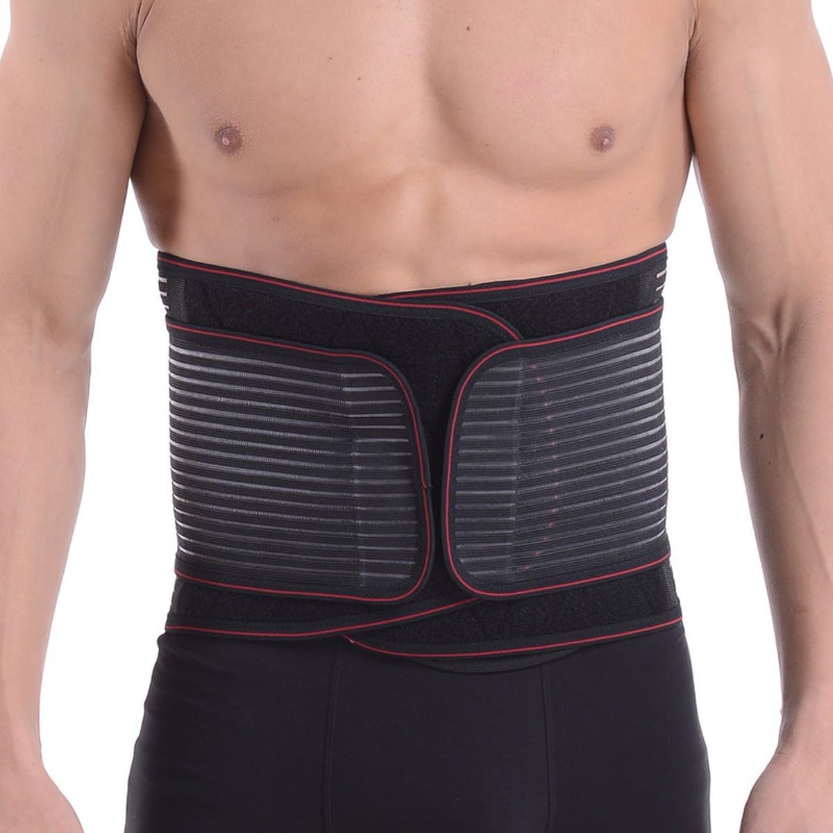 Adjustable Lumbar Back Brace Lumbar Support Girdle Trainer Slimming Body Shaper Waist Trimmer Sweat Belt For Lower Back Pain Relief for Sports Men & Women-Black 2XL