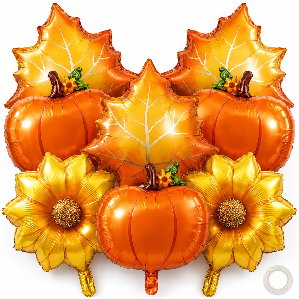 Large Fall Foil Balloons, Pumpkin Maple Leaf Sunflower Balloon Decorations