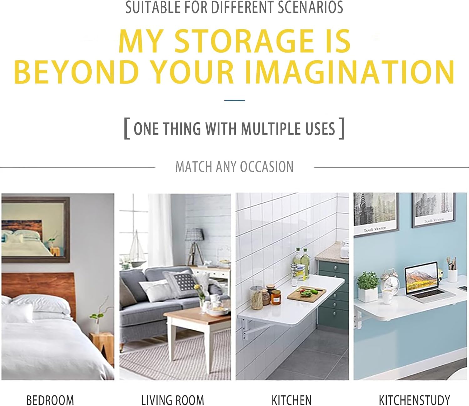 無垢材壁掛け折りたたみデスク - ホームオフィスやキッチンに最適な省スペースワークベンチ - ホワイトメープル仕上げ、60x30cm