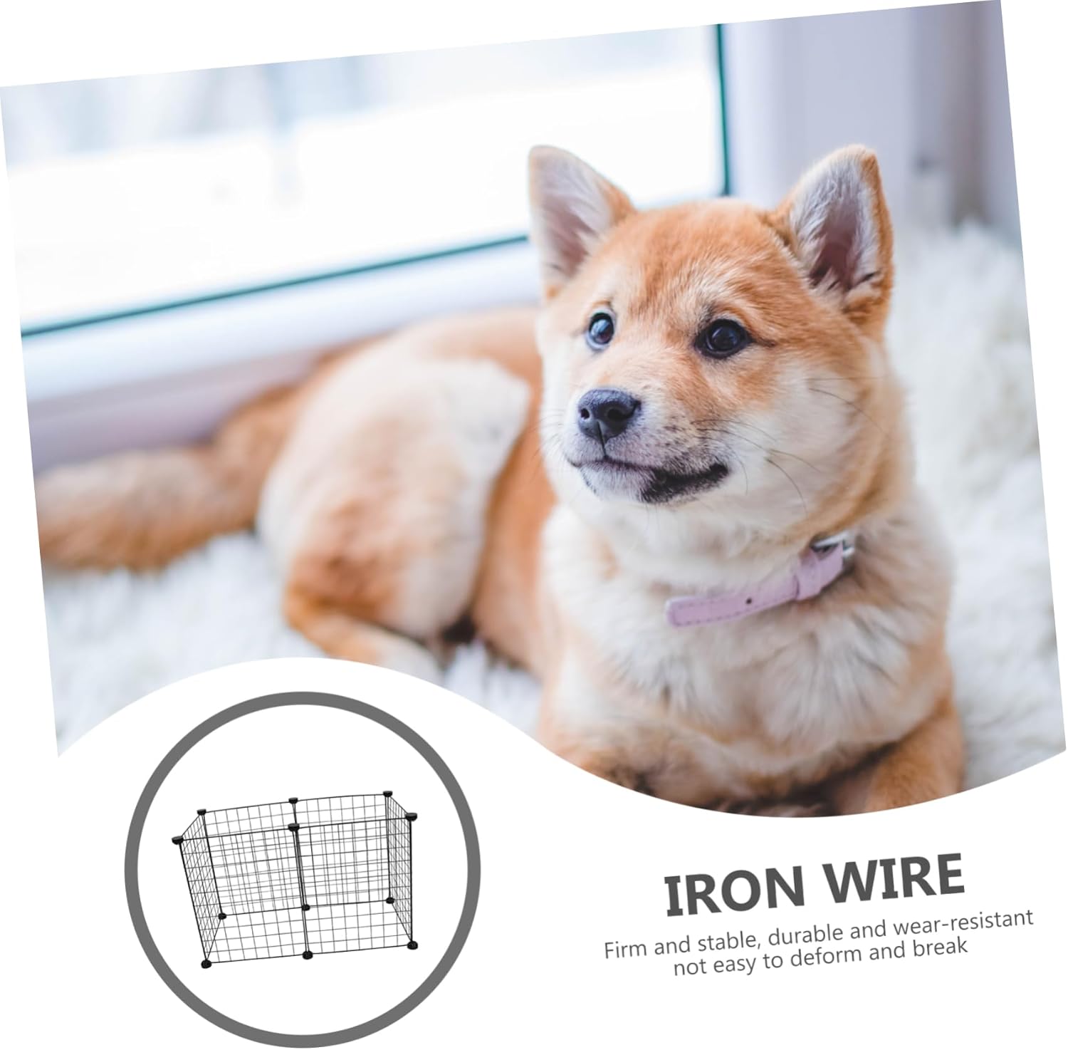 1 Set Portable Metal Pet Fence Easy Assemble Dog and Cat Playpen for Puppies Kittens and Animals No Door Design