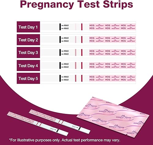 Miniatura 3 de Kit de tiras de prueba de embarazo Easy@Home: paquete de 10 tiras de prueba hCG - tiras de prueba de embarazo para el hogar de detección temprana al