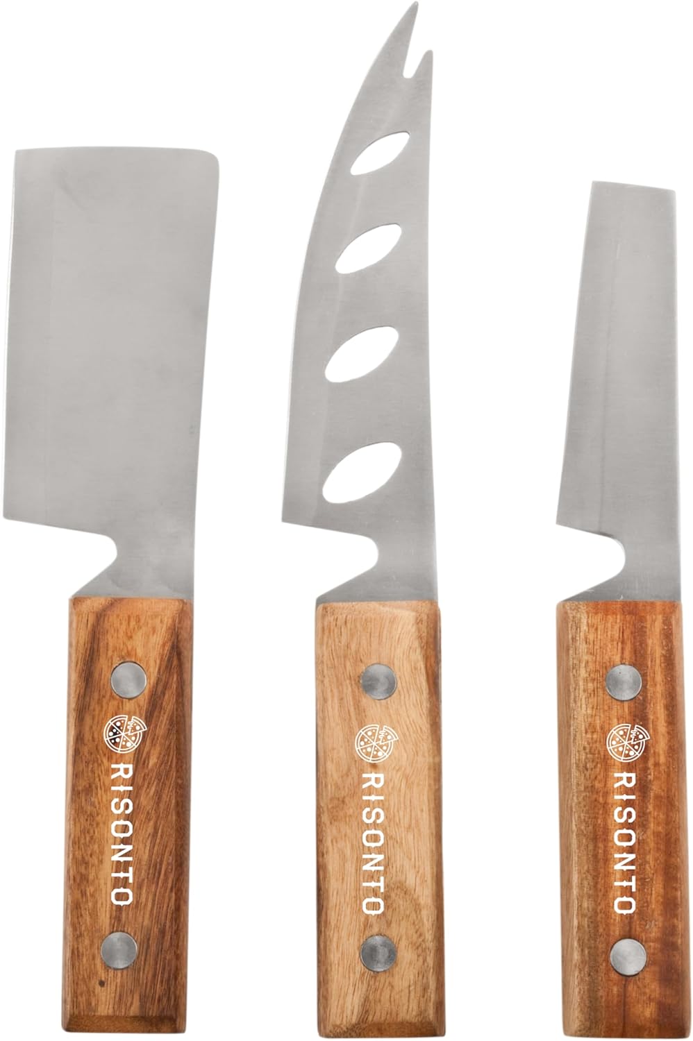 Twine Rustic Cheese Knife Set - Stainless Steel Knife Set - Charcuterie Tools Cheese Board Accessories - Stainless Steel and Wood, Set of 3