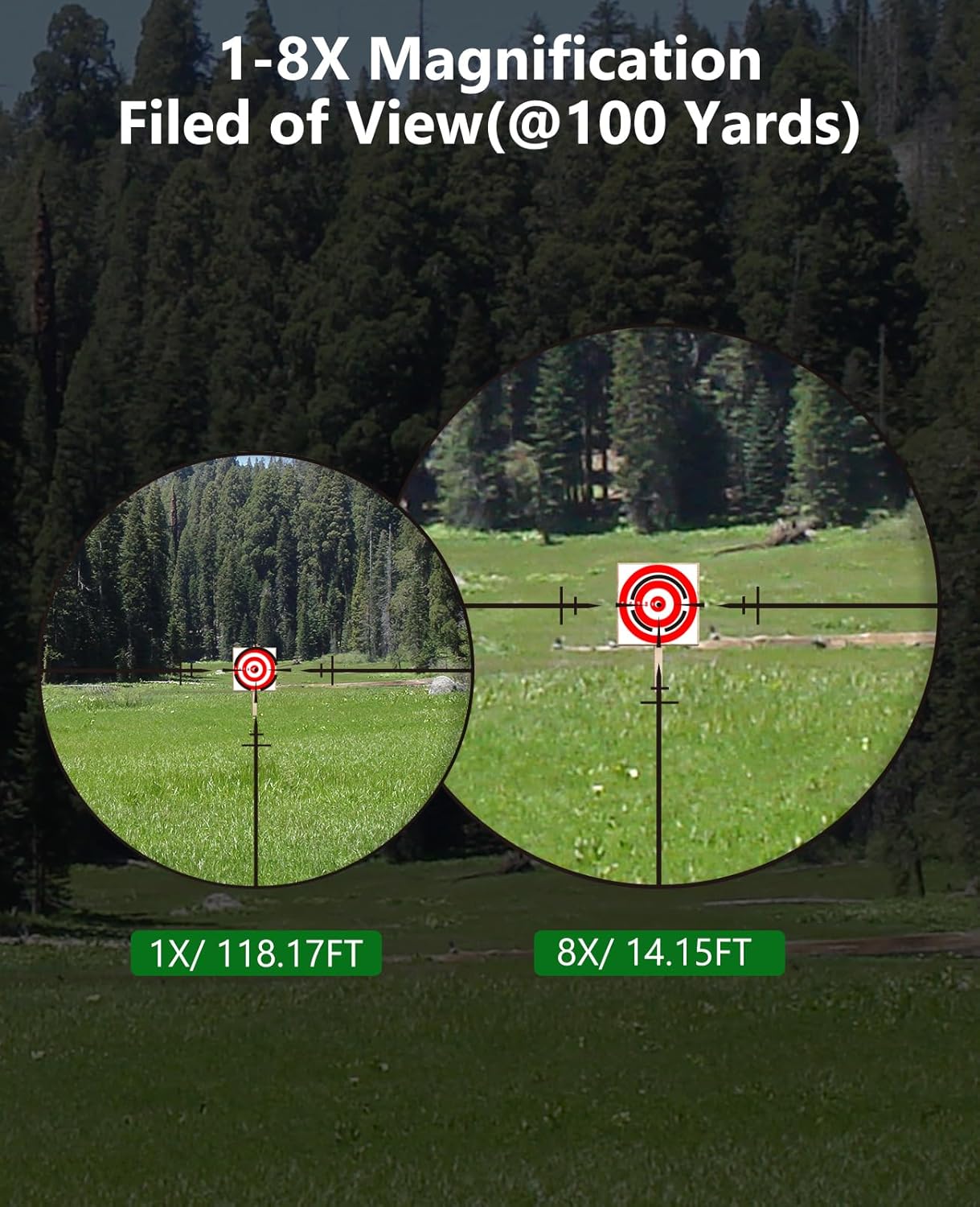 MidTen LPVO Rifle Scope with Cantilever Mount, Red Green Illuminated BDC/Circle Dot Reticle, Zero Reset, HD Glass, Second Focal Plane Scopes for Hunting