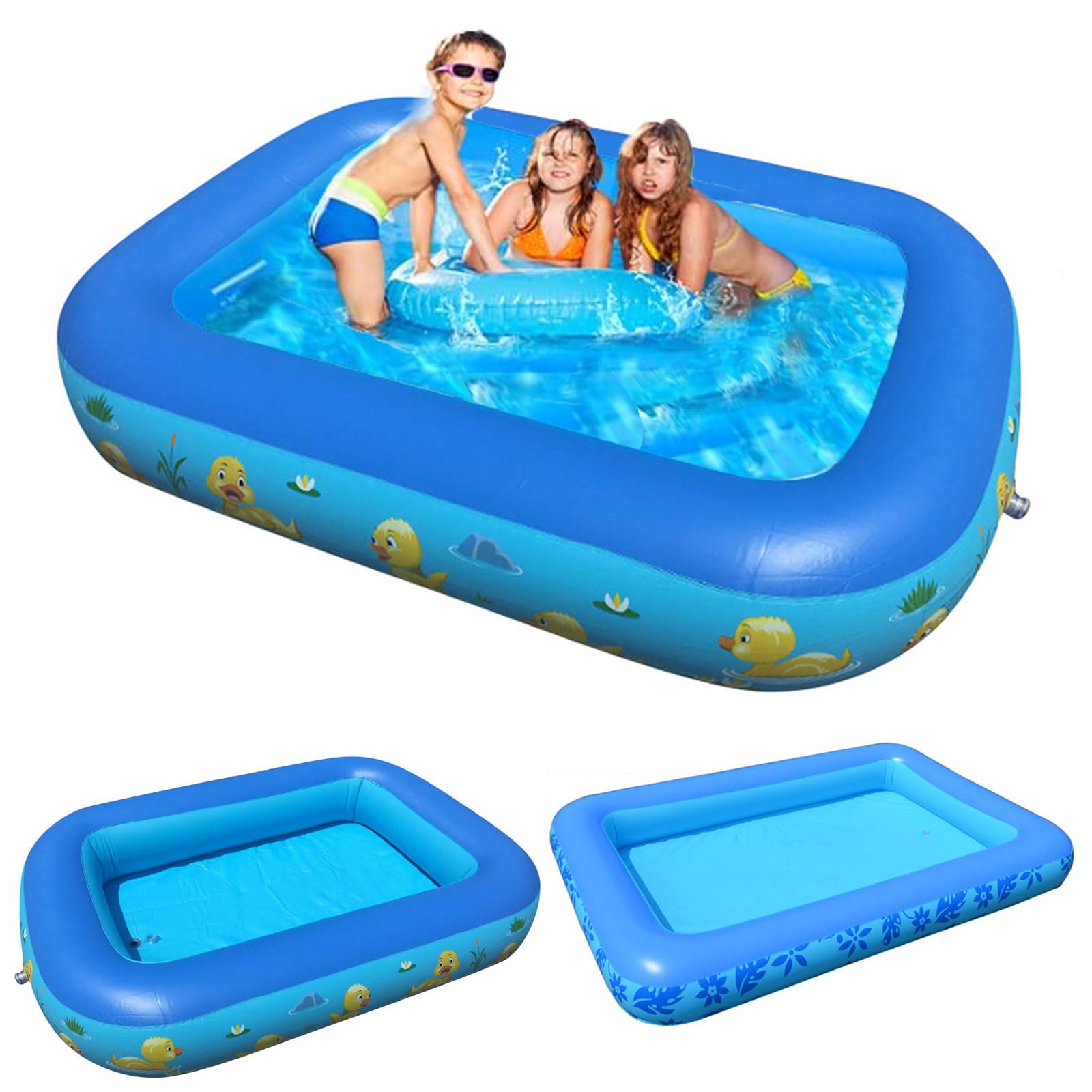 Inflatable Paddling Pool for Kids and Family - Large Garden Flexible Swimming Pool, Large Rectangular Family Swimming Center for Kids Toddlers Adult (120 * 90 * 30cm)