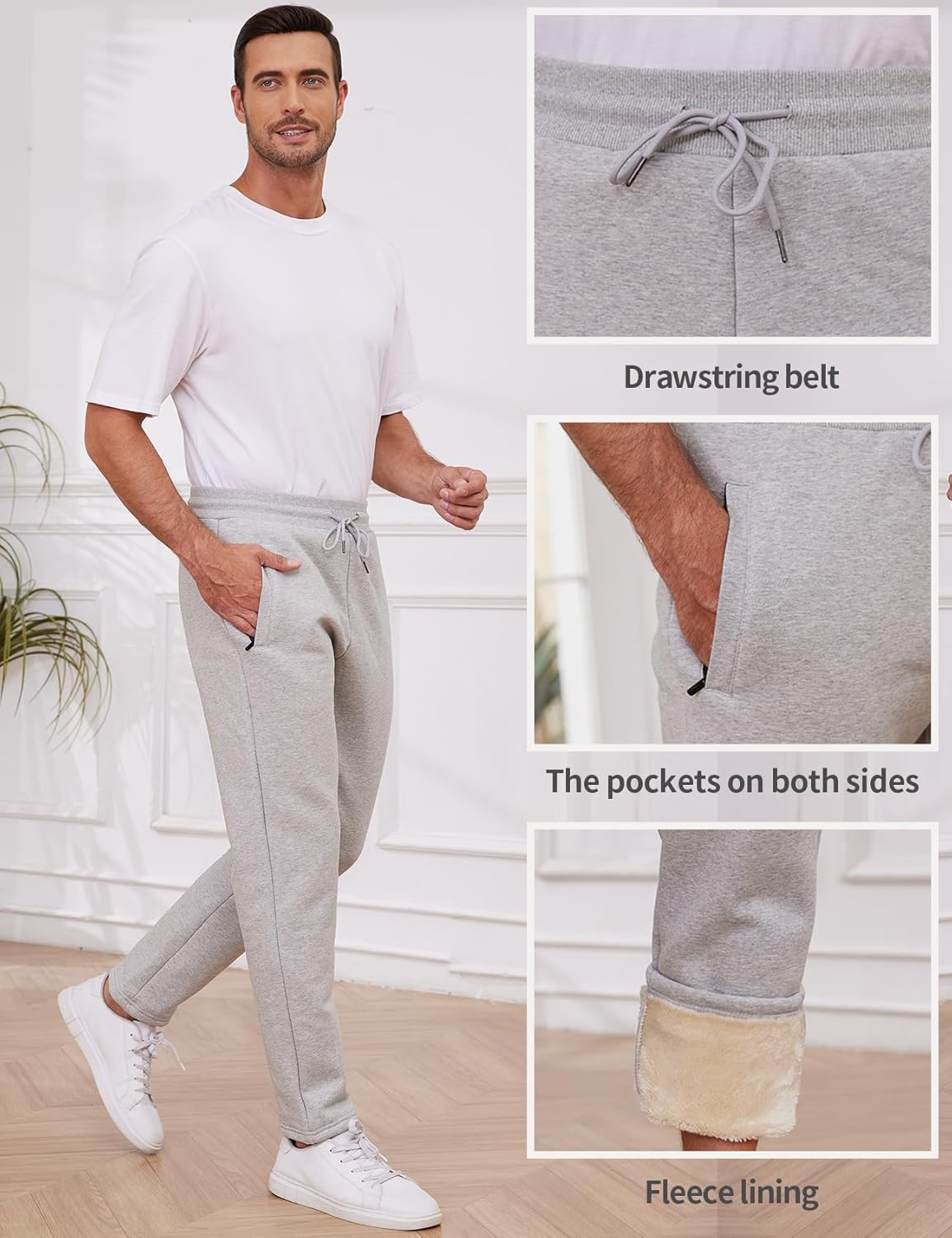 Gihuo Men's Winter Warm Fleece Pants Sherpa Fleece Lined Jogger Pants Sweatpants - Image 7