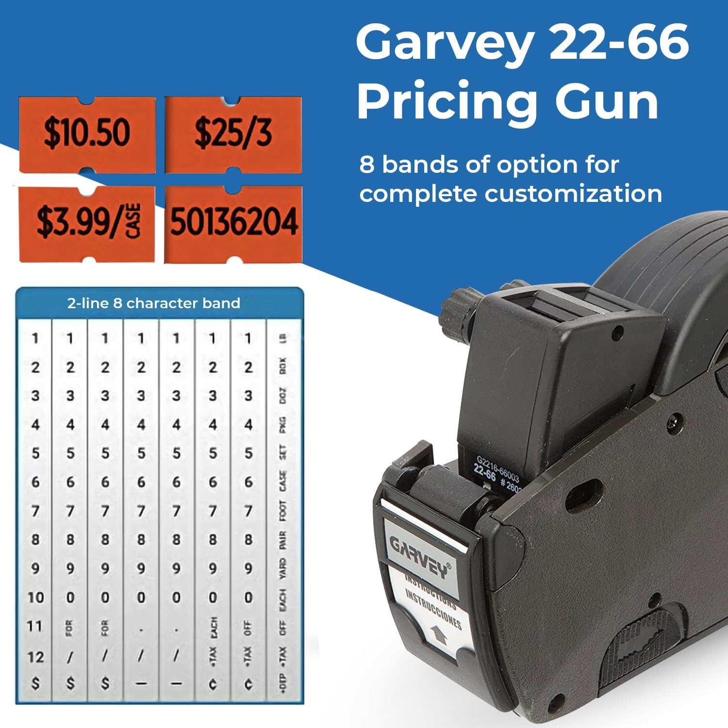 Perco Garvey 22-66 2 Line Price Gun with 90,000 Fluorescent Red Price Marking Labels Value Pack