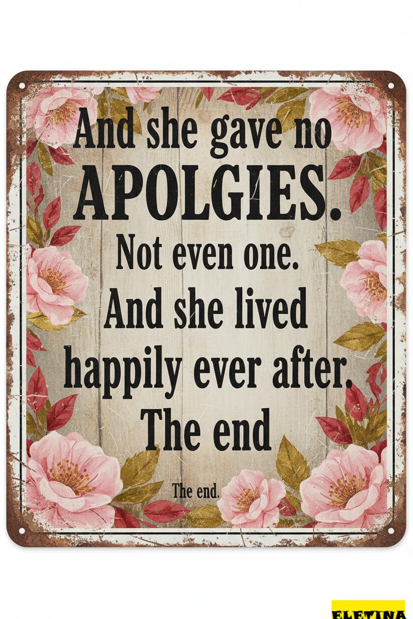 Vintage Metal Tin Sign for Man Cave Decor And She Gave No Fcks. Not Even One. And She Lived Happily Home S Decor Home Decor Rustic Farmhouse Welcome Decor Wall Art 8x12 Inch