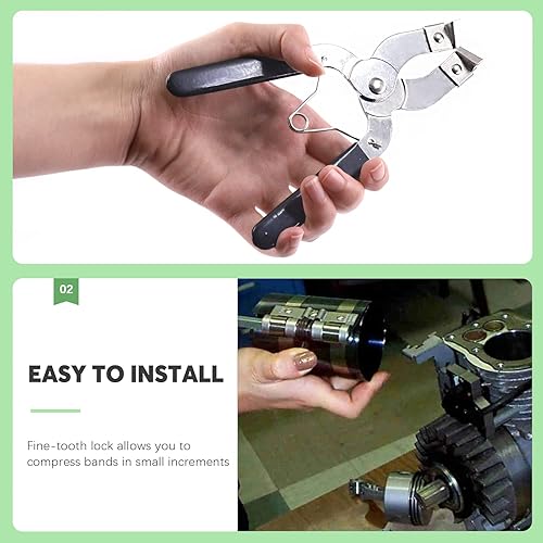Miniatura 5 de Keadic Juego de 16 herramientas de compresor de anillo de pistón de motor automotriz que contiene alicates de compresor, alicates de instalación de