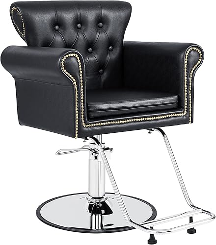 Giantex Silla de salón para peluquería, silla de peluquería con bomba hidráulica resistente, altura ajustable, silla giratoria de 360 con remaches