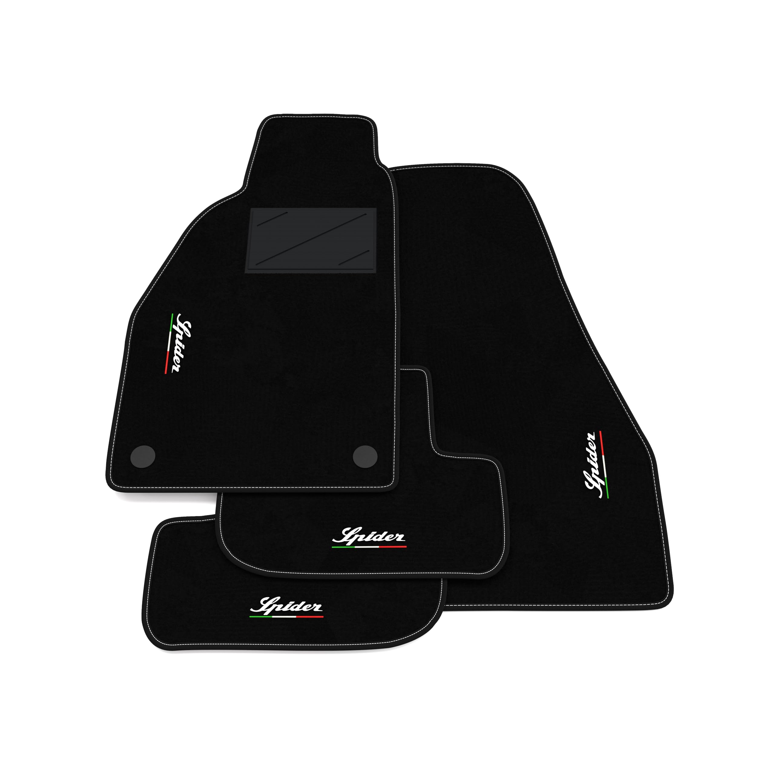 Tappetini compatibili con Alfa Romeo Spider 916 1994-2005, ricamo Spider bandiera Ita, kit tappetini auto personalizzati, set tappeti in moquette, tappeto auto