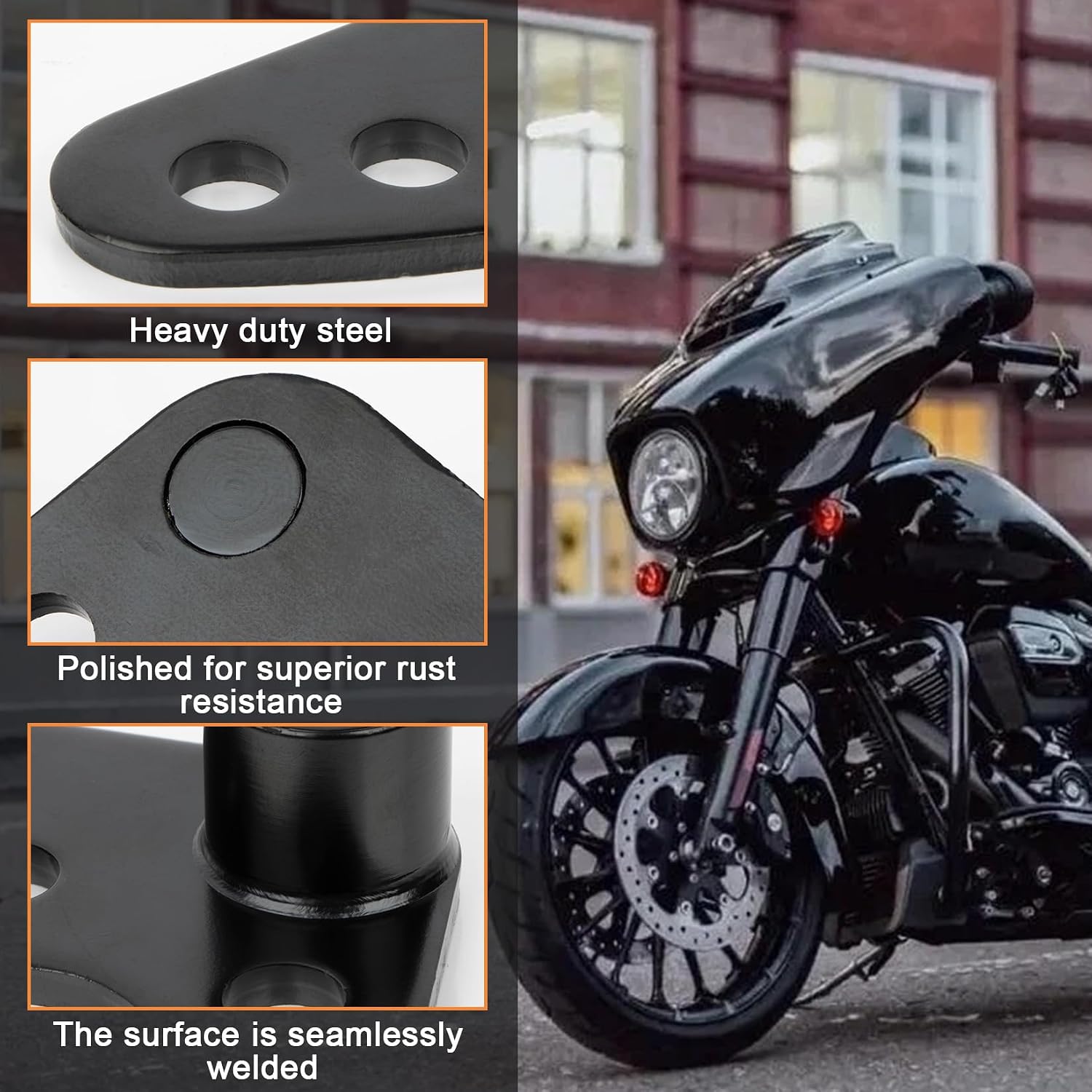 PSLER Motorcycle Rear Adjustable Slam Lowering Kit 1" 2" 3" Rear Shocks Drop Links for Touring Street Glide Electra Glide Ultra Glide Road King with Hard Saddlebags Only Standards 2002-2016 Black