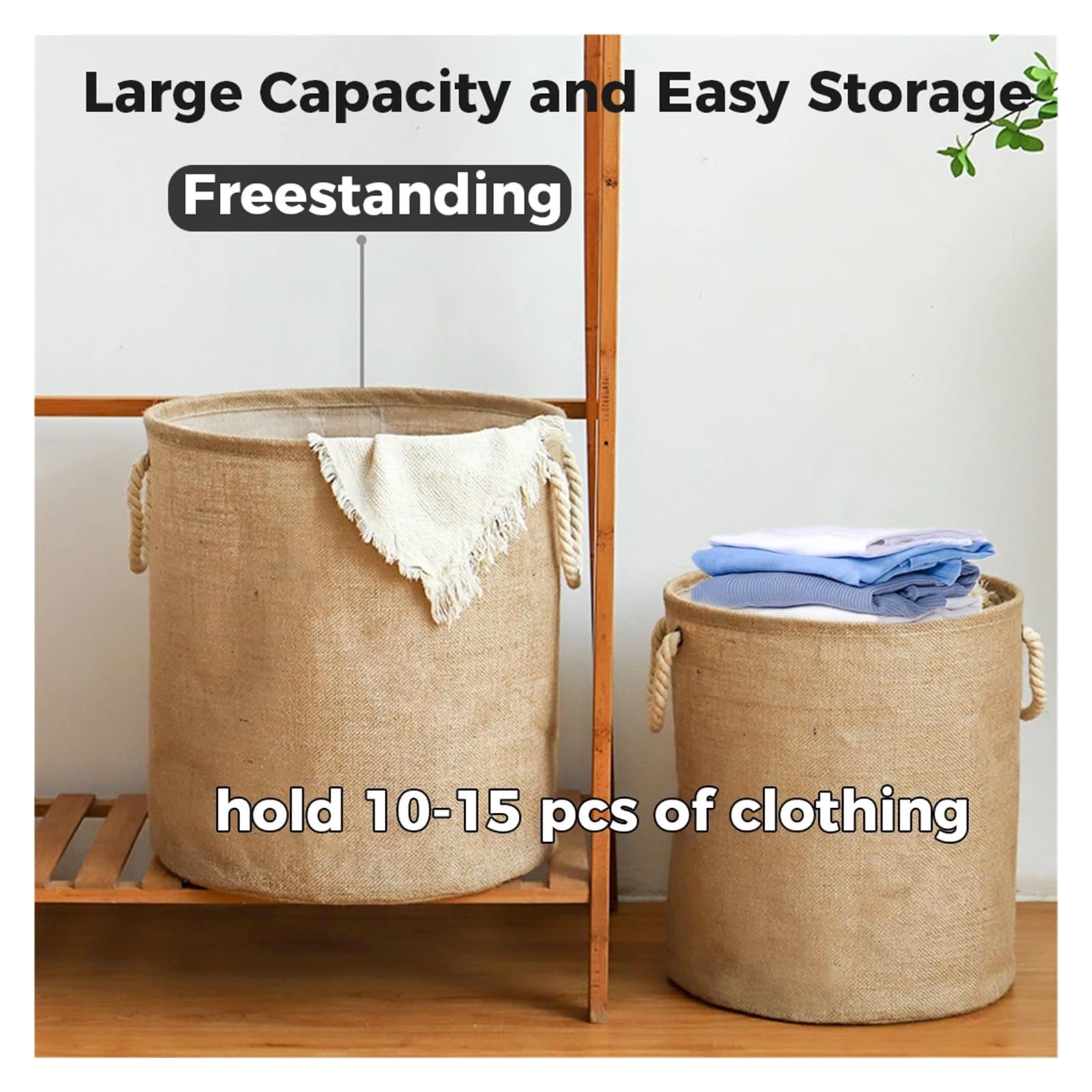 Cesto de Ropa Grande, cesto Independiente, cesto Alto Plegable con Asas extendidas para Ropa.
