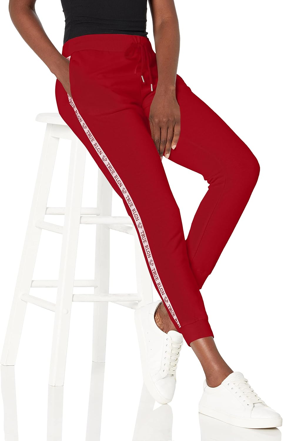 True Religion Womens Ticker Graphic Mid Rise Jogger Sweatpant