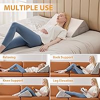 Vista 2 de Knee Pillow for Back Sleeping, 8” Knee Wedge Pillow to Elevate Knee, Leg Pillow for Back Pain Relief, Triangle Pillow, Leg Elevation Pillows for