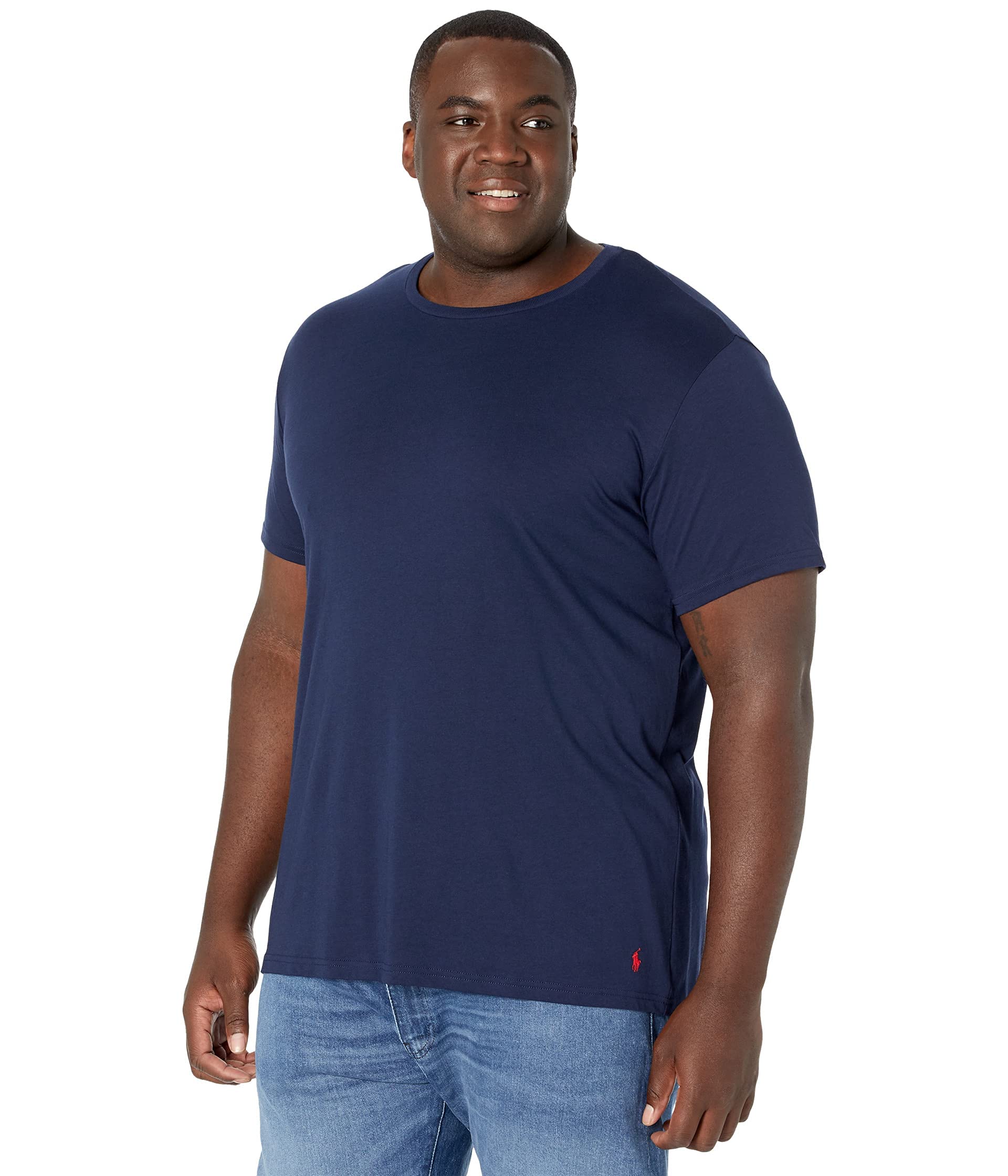 POLO RALPH LAURENSupreme Comfort Knit Crew Sleepwear Tee Cruise Navy/Andover Heather/Rl2000 Red Pp LG