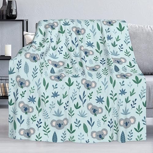 Miniatura 4 de Delerain Manta de franela con diseño de koalas bonitas, ligera y acogedora, manta suave para sofá adecuada para todas las estaciones, de 60 x 80