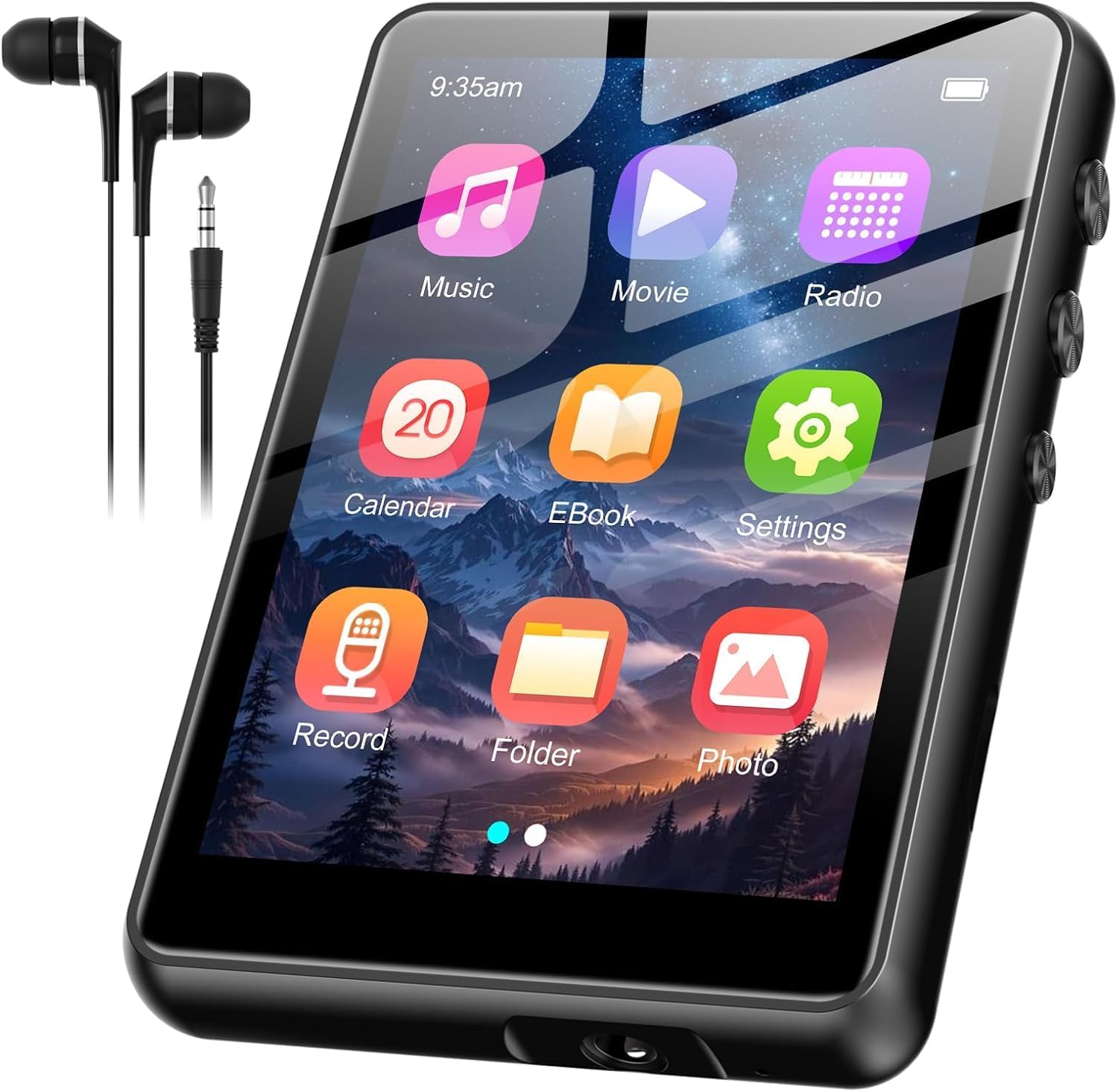 SWOFY 128GB MP3‑Player mit Bluetooth 5.3, 2,4‑Zoll‑Touchscreen, HiFi‑Klang, integriertem Lautsprecher, Aufnahmefunktion & FM‑Radio, erweiterbar auf bis zu 512 GB (Schwarz)