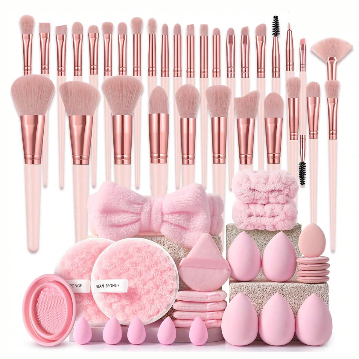 58PCS All-in-One Professional Makeup Set–32Pcs Brush Set,26Pcs Makeup Tools Travel-Gift Ready, Beginner-Friendly Complete Cosmetic Kit for Full Makeup Routine (pink)