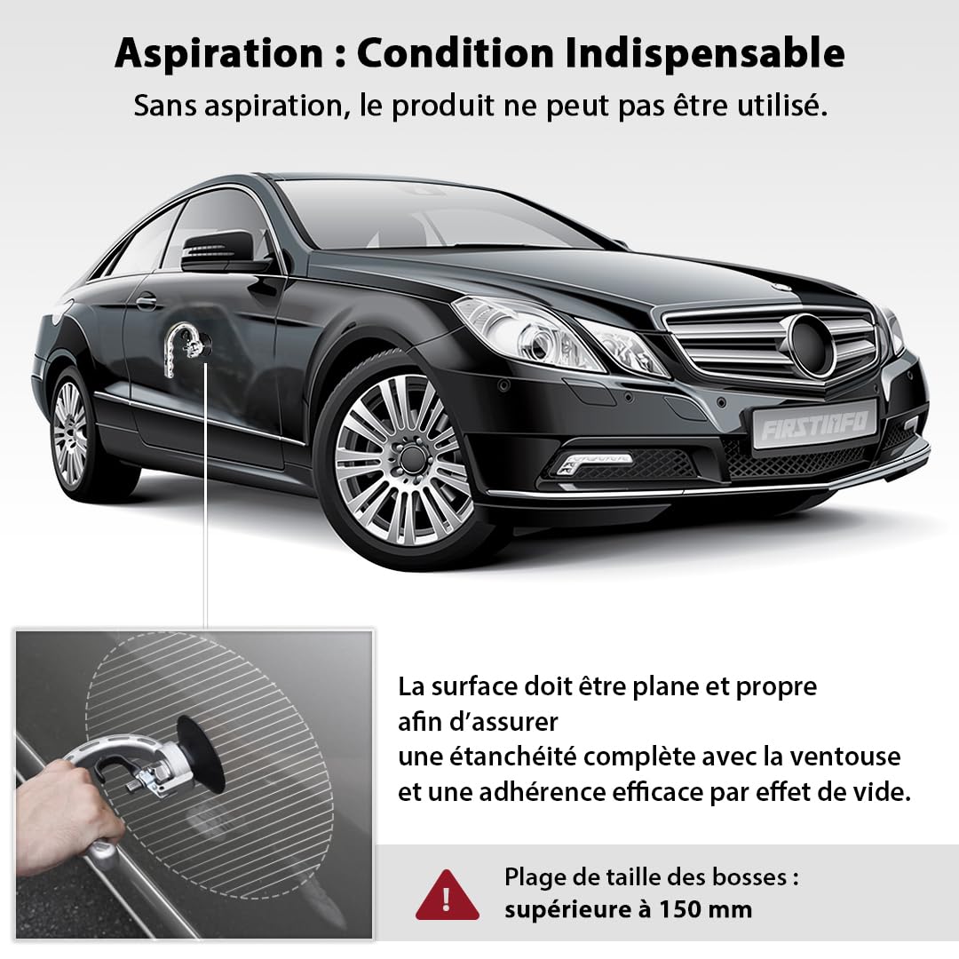 FIRSTINFO Ventouse Débosselage Carrosserie 75 mm, Débosseleur Sans Peinture Aluminium, Extracteur de Bosses pour Voiture, Outil de Réparation Carrosserie PDR A1504A