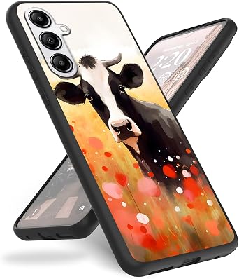 Case for Samsung Galaxy A15 5G Phone Case,for Galaxy A15 5G Case,Slim Anti-Scratch Shockproof Durable Black Silicone Protective Cover Case for Samsung A15 5G,Black Cows
